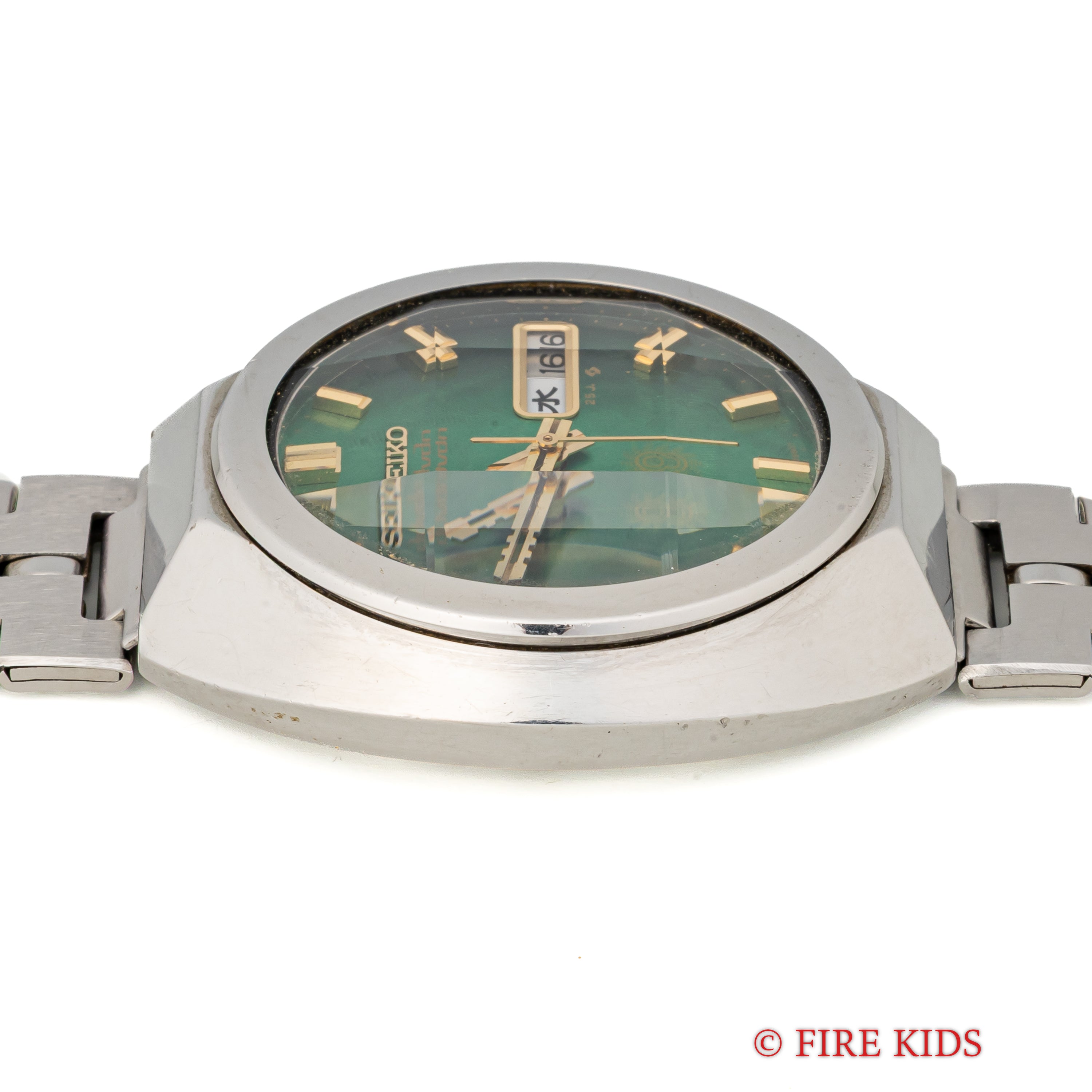 セイコー アドヴァン カットガラス 1973年製 グリーンダイヤル デイデイト自動巻 純正ブレス