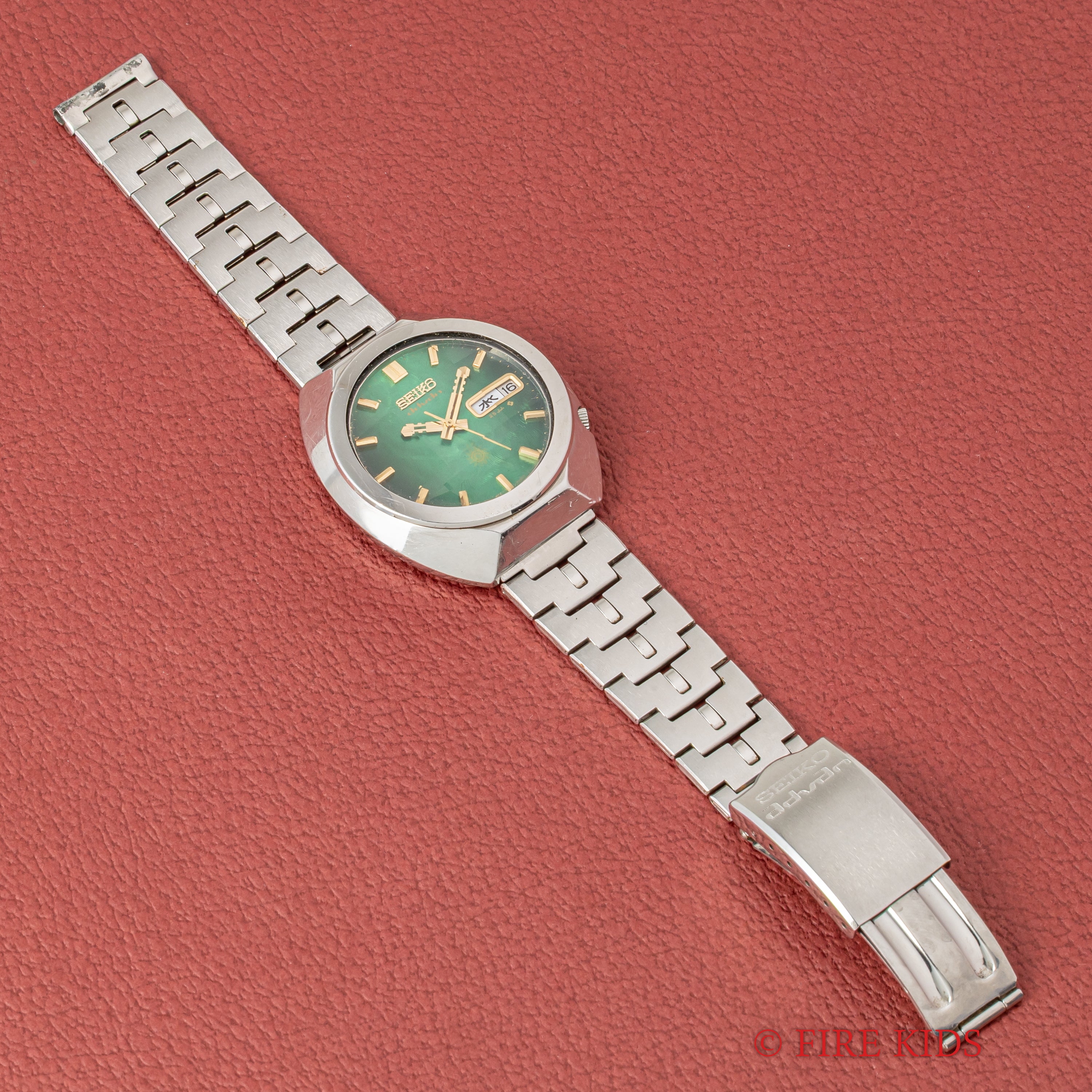 セイコー アドヴァン カットガラス 1973年製 グリーンダイヤル デイデイト自動巻 純正ブレス