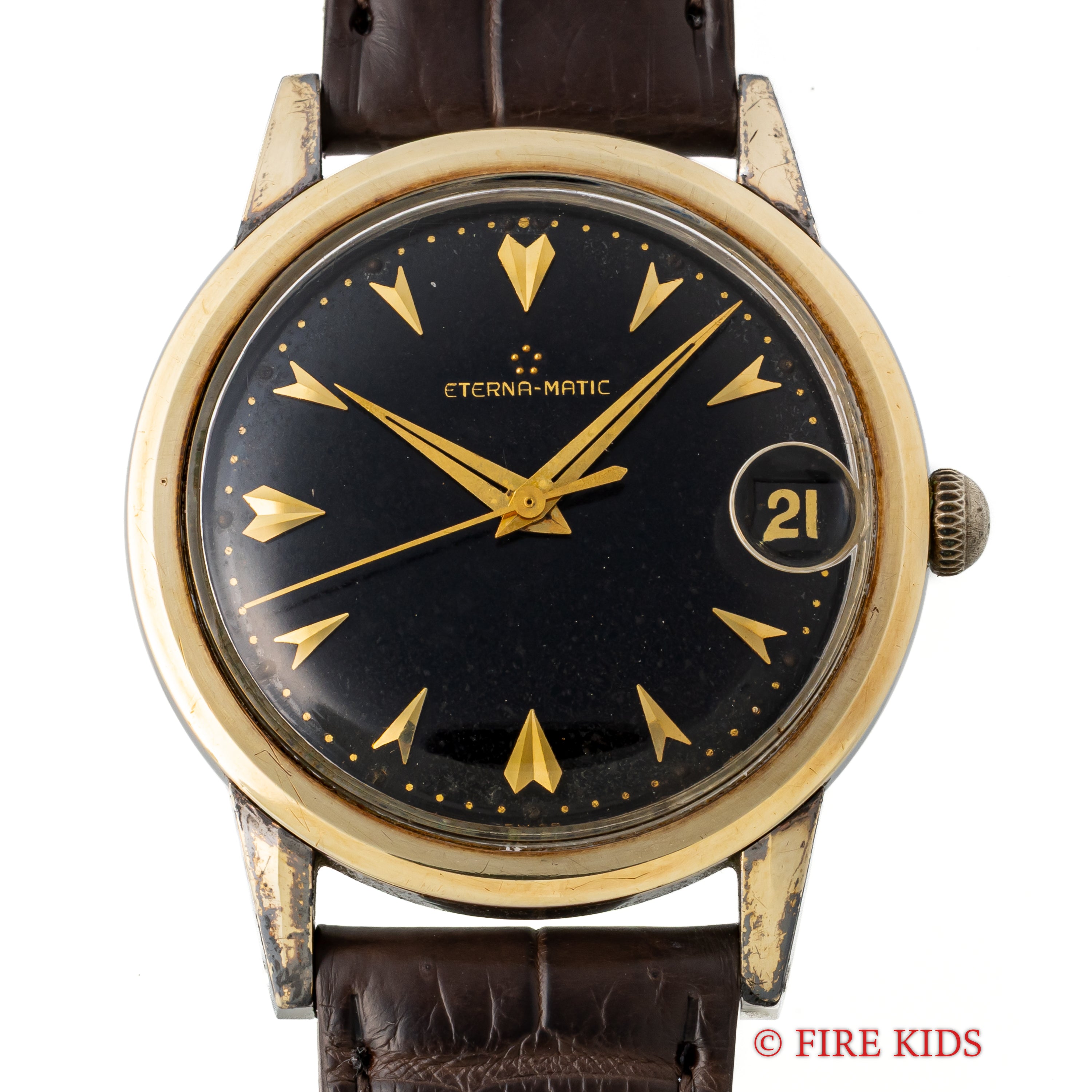 エテルナ マチック 1950年代製 ブラックミラーダイヤル トップゴールドケース 自動巻 cal.1243US