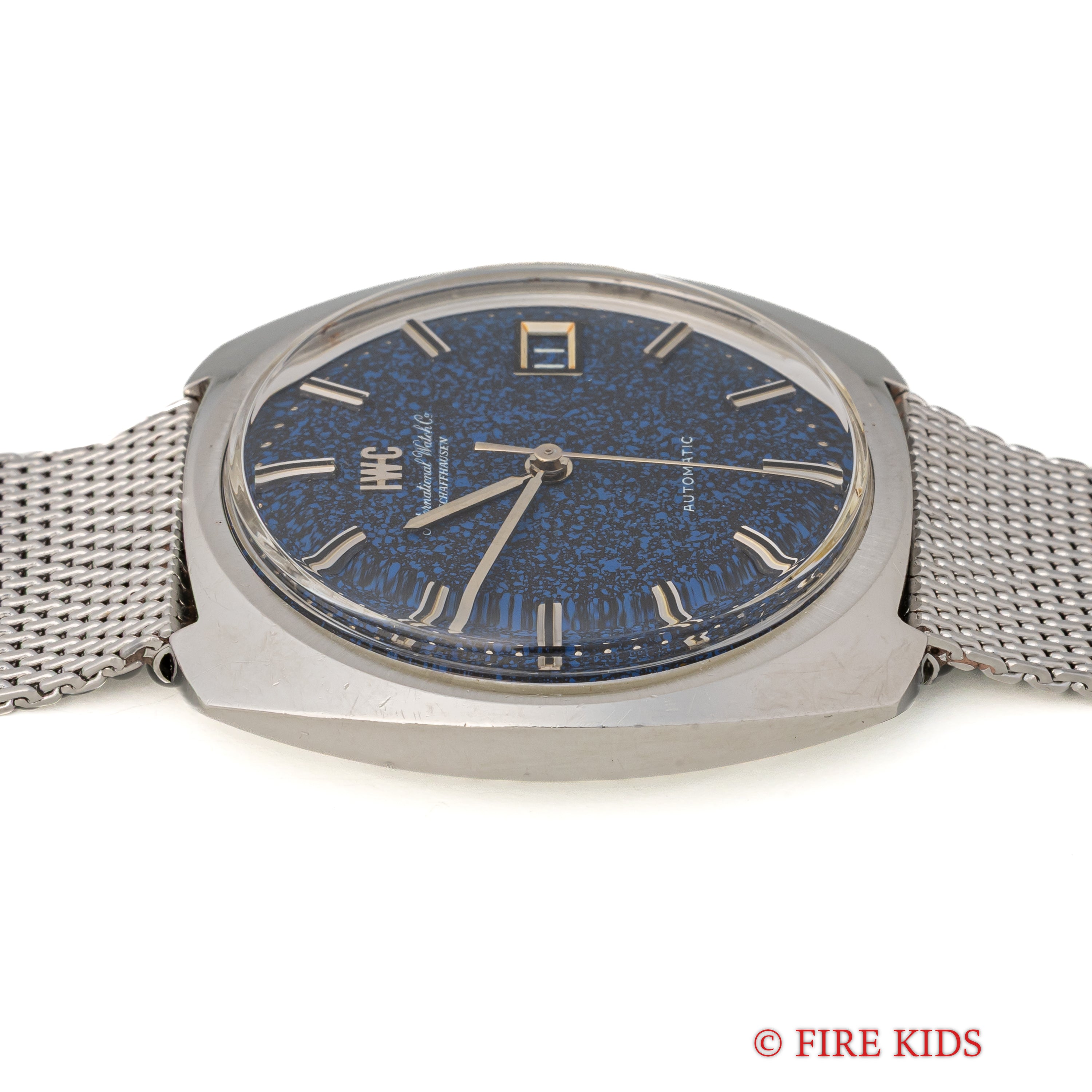 IWC ブルーマーブルダイヤル 1969年製 クッション型ケース 純正メッシュブレス Ref.R814A