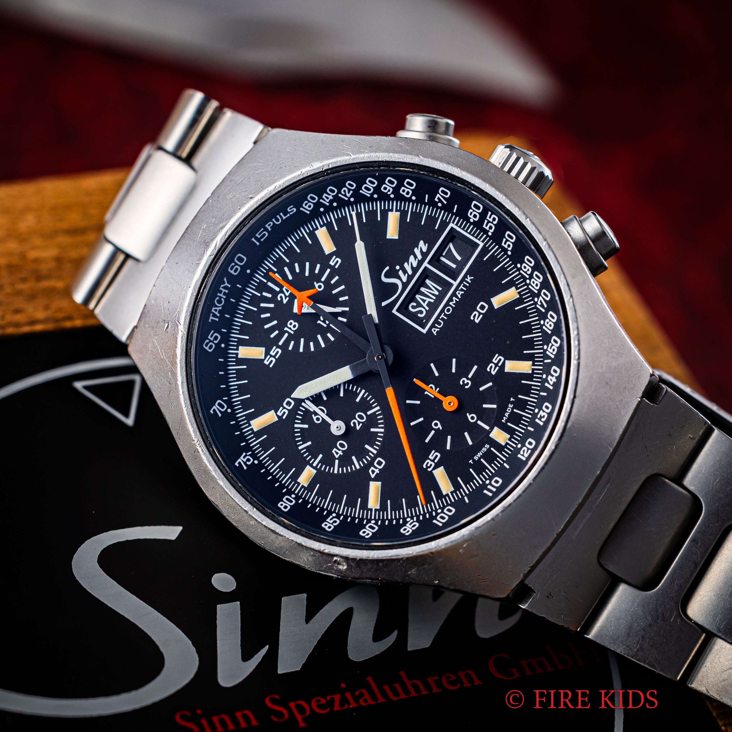 ジン クロノグラフ 157.M 2000年発行ギャラ(平成12年)自動巻 Cal.レマニア5100 純正ブレス 箱ギャラ