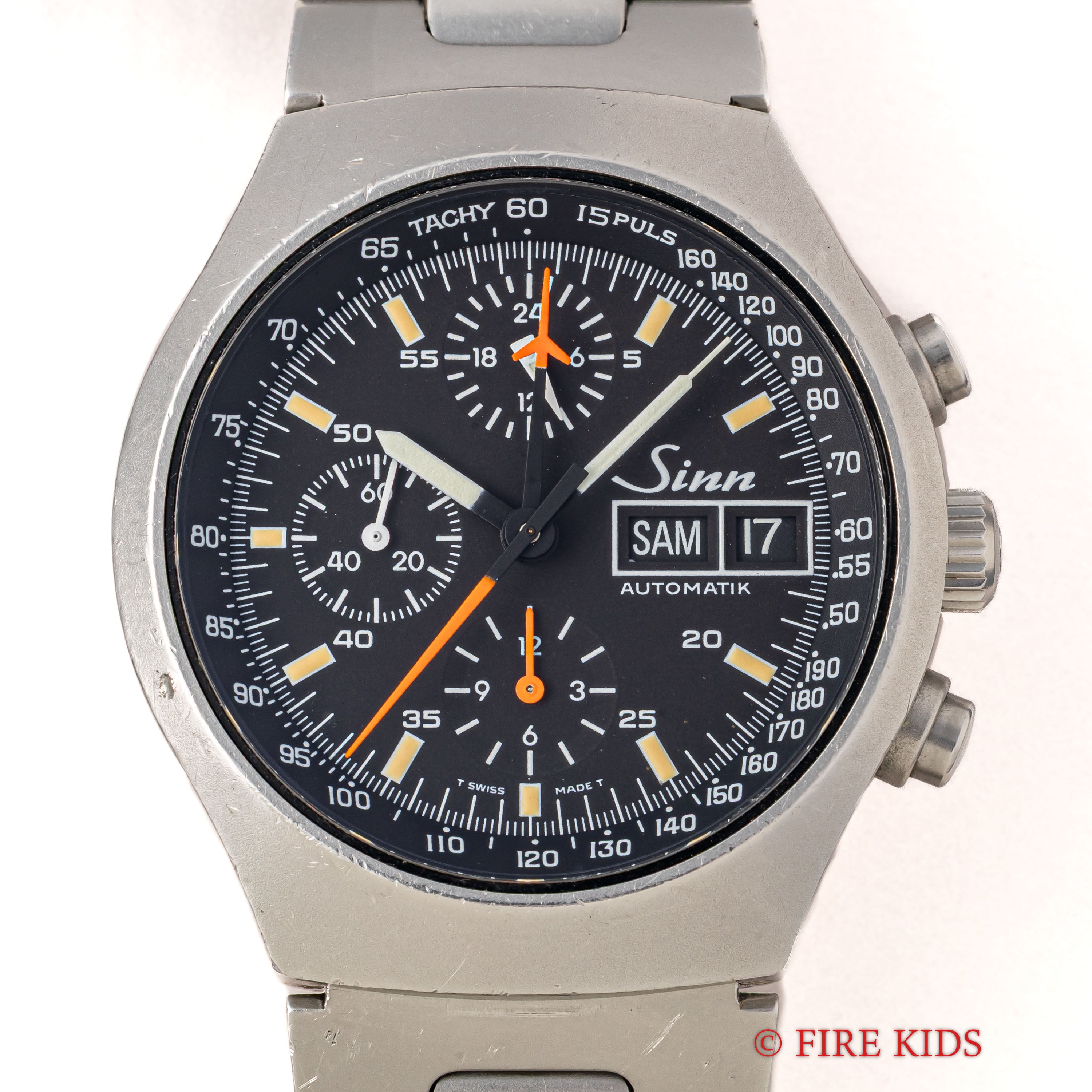 ジン クロノグラフ 157.M 2000年発行ギャラ(平成12年)自動巻 Cal.レマニア5100 純正ブレス 箱ギャラ