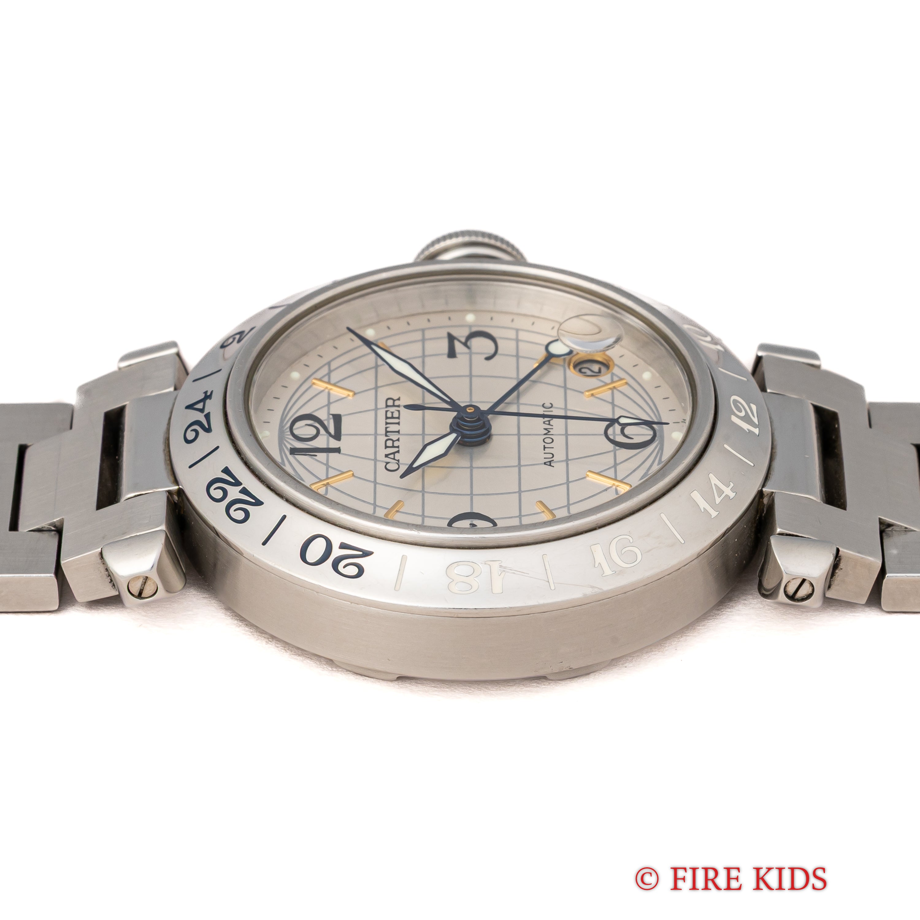 カルティエ パシャC メリディアン 2001年発行ギャラ Ref.2377 GMT シルバーダイヤル ギャラ付き