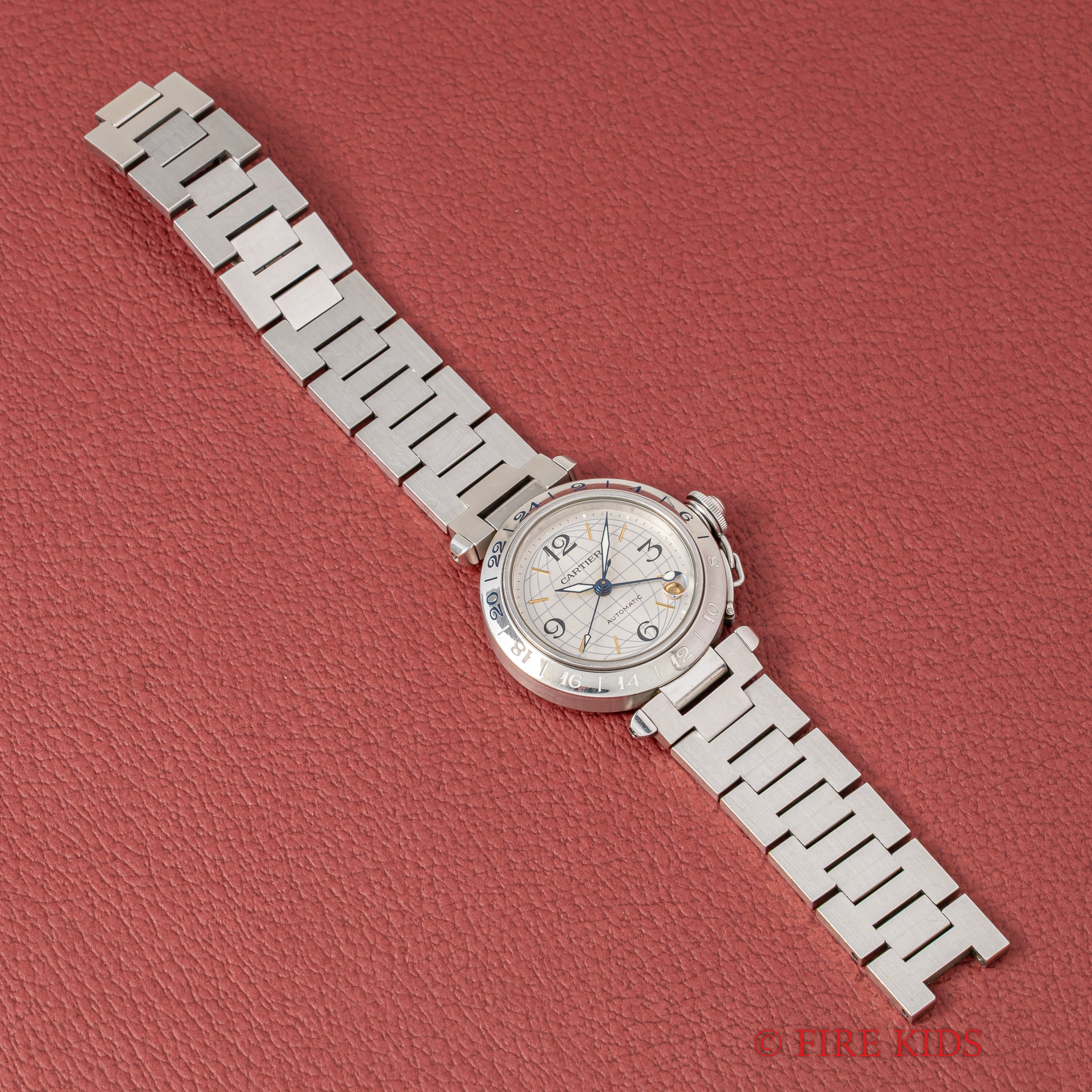 カルティエ パシャC メリディアン 2001年発行ギャラ Ref.2377 GMT シルバーダイヤル ギャラ付き