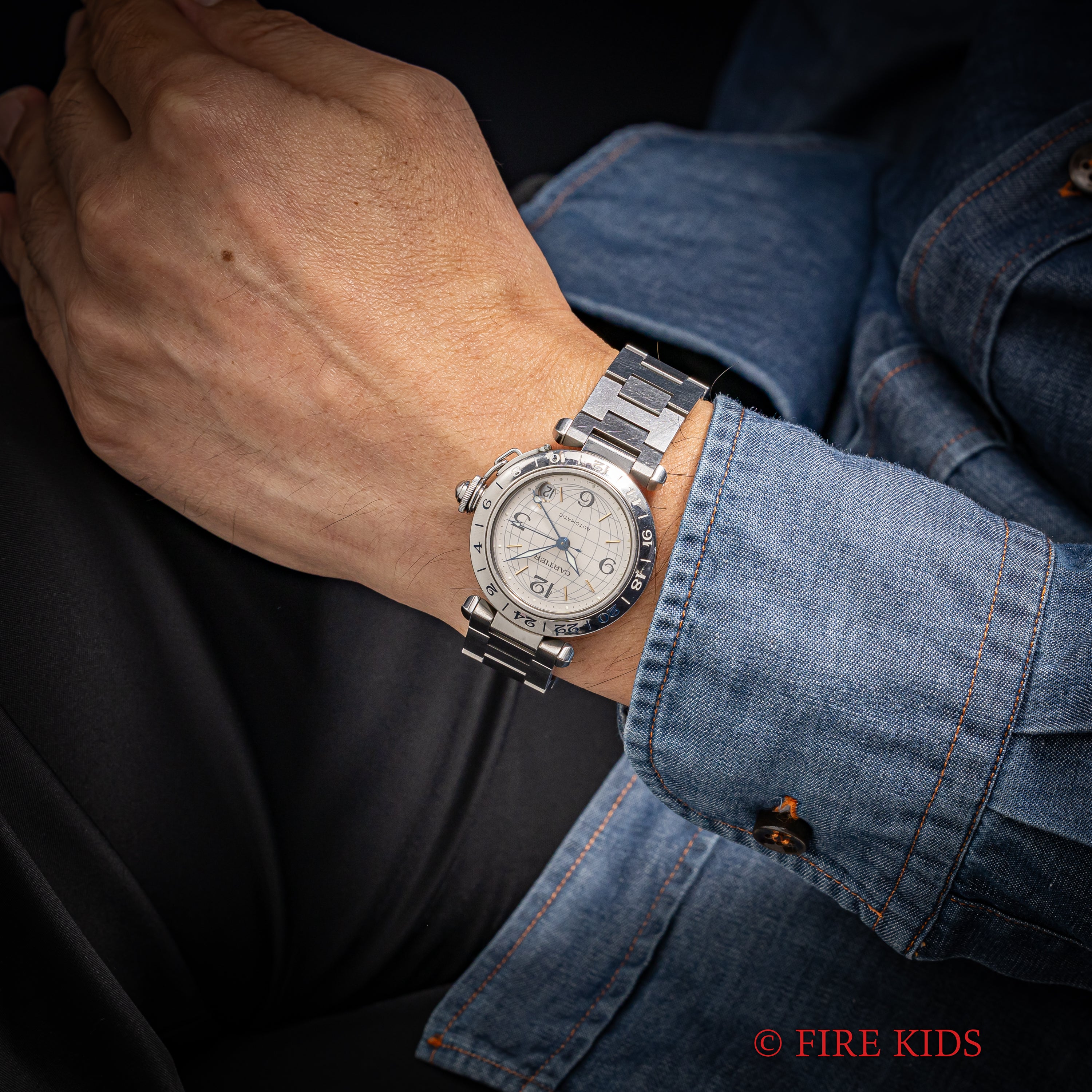 カルティエ パシャC メリディアン 2001年発行ギャラ Ref.2377 GMT シルバーダイヤル ギャラ付き