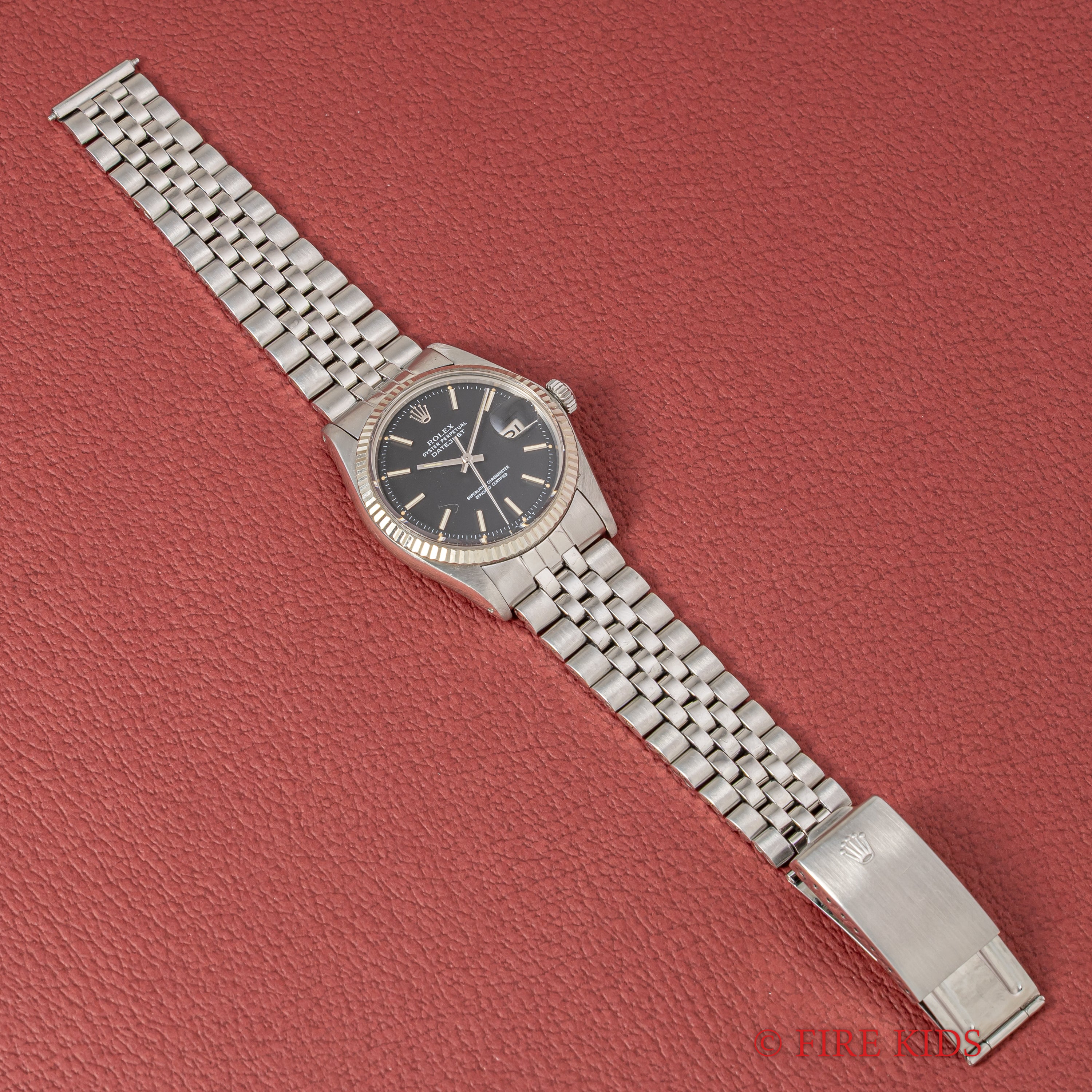 ロレックス デイトジャスト1973年製 マットブラックダイヤル Ref.1601 ホワイトゴールドベゼル 純正ジュビリーブレス