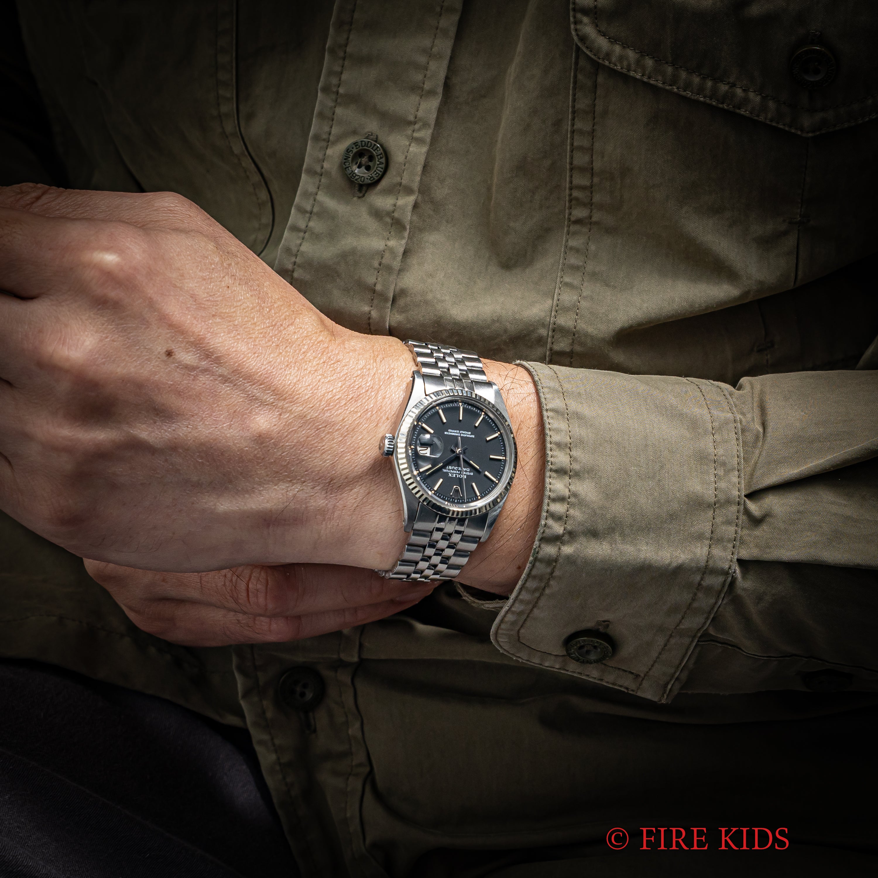 ロレックス デイトジャスト1973年製 マットブラックダイヤル Ref.1601 ホワイトゴールドベゼル 純正ジュビリーブレス