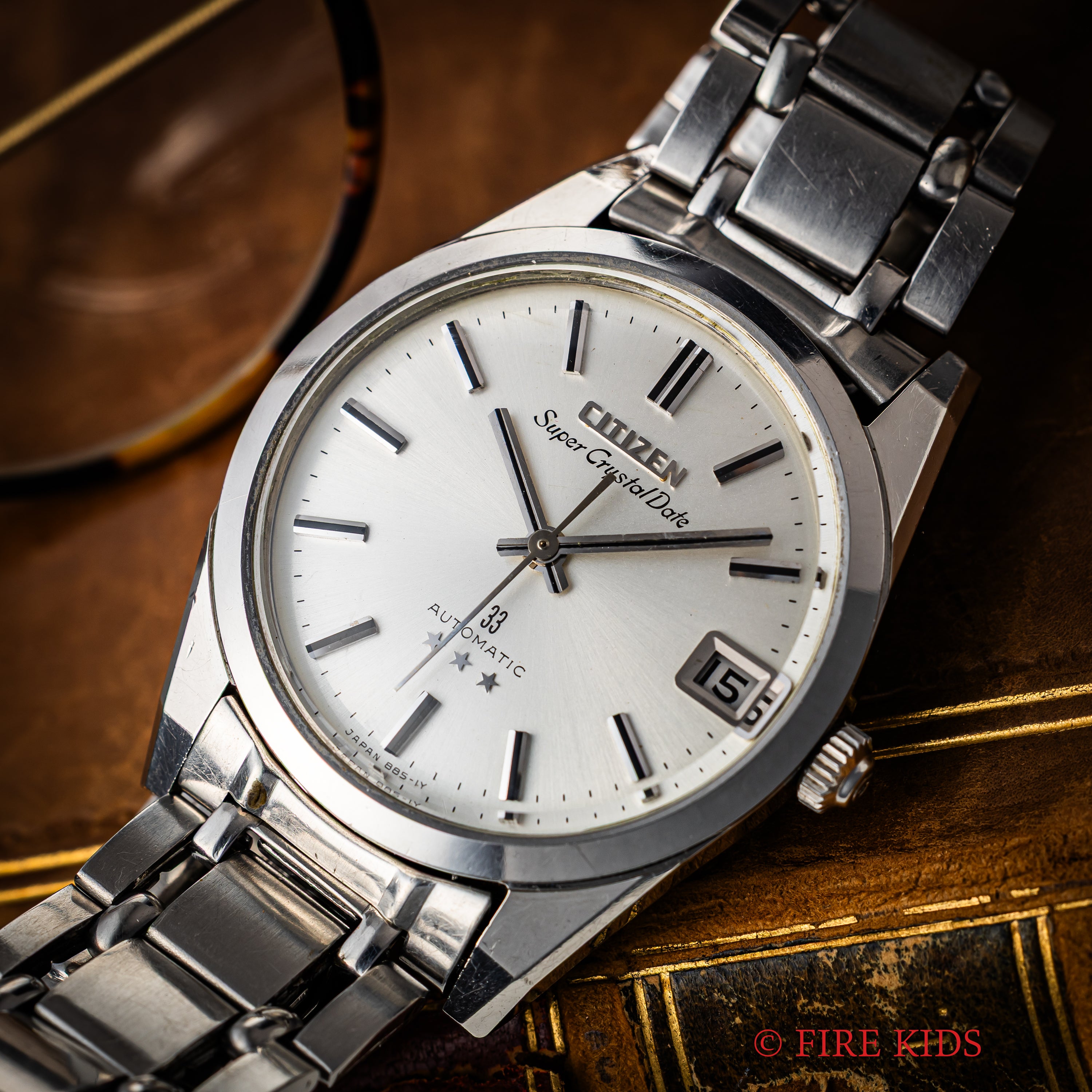 シチズン スーパークリスタルデイト 自動巻き Ref.AUDS 2803-Y GN 1967年製 33石 クリスタルガラス 純正ブレス付き