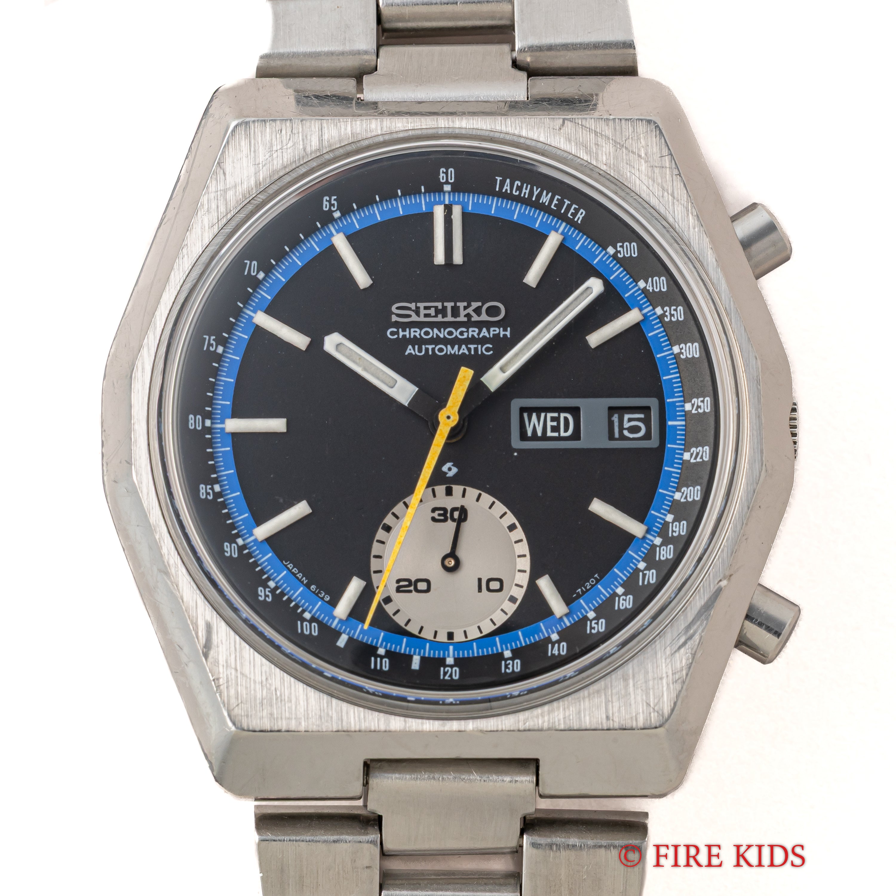 セイコー 自動巻きクロノグラフ 1974年製 Cal.6139B ヘキサゴンケース フランス語曜日 純正ブレス