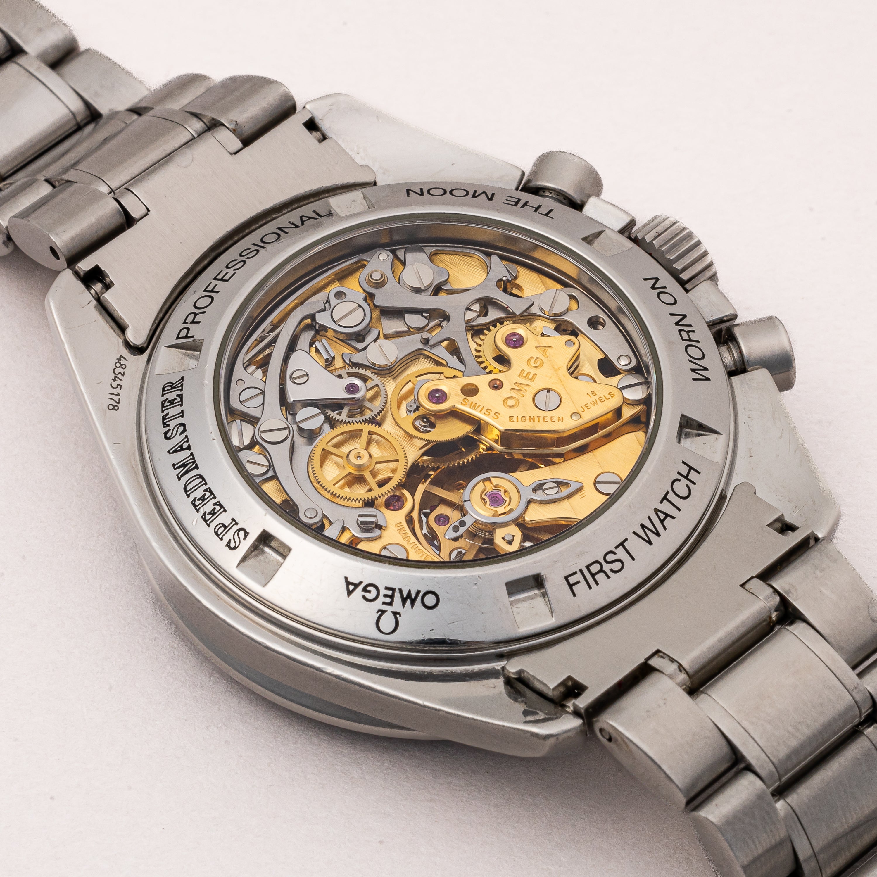 オメガ スピードマスター プロフェッショナル 1997年製 Ref.3450808 裏スケルトン 箱、ギャラ付き