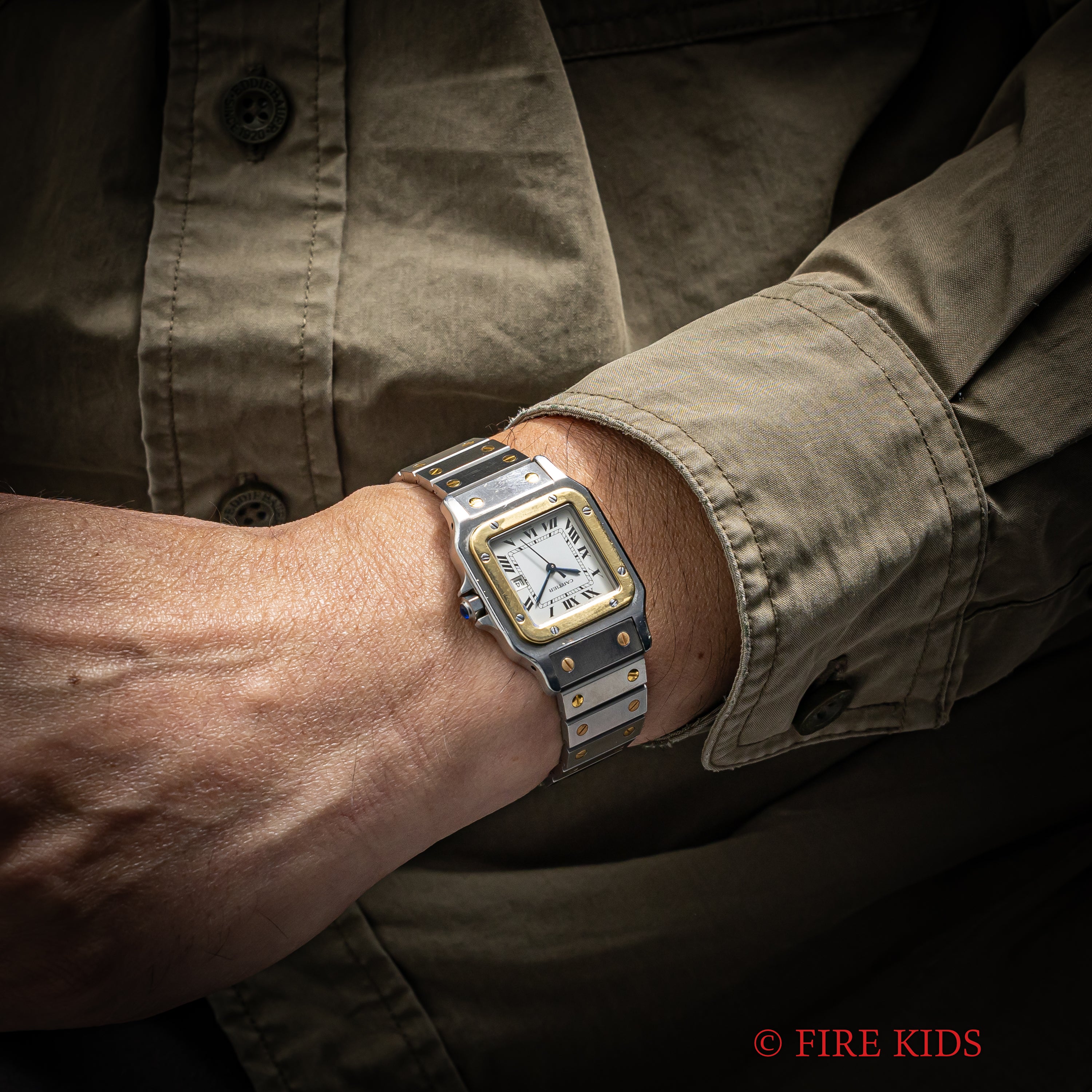 カルティエ サントス LMサイズ コンビ 自動巻き 1980年代製 ホワイトローマンダイヤル