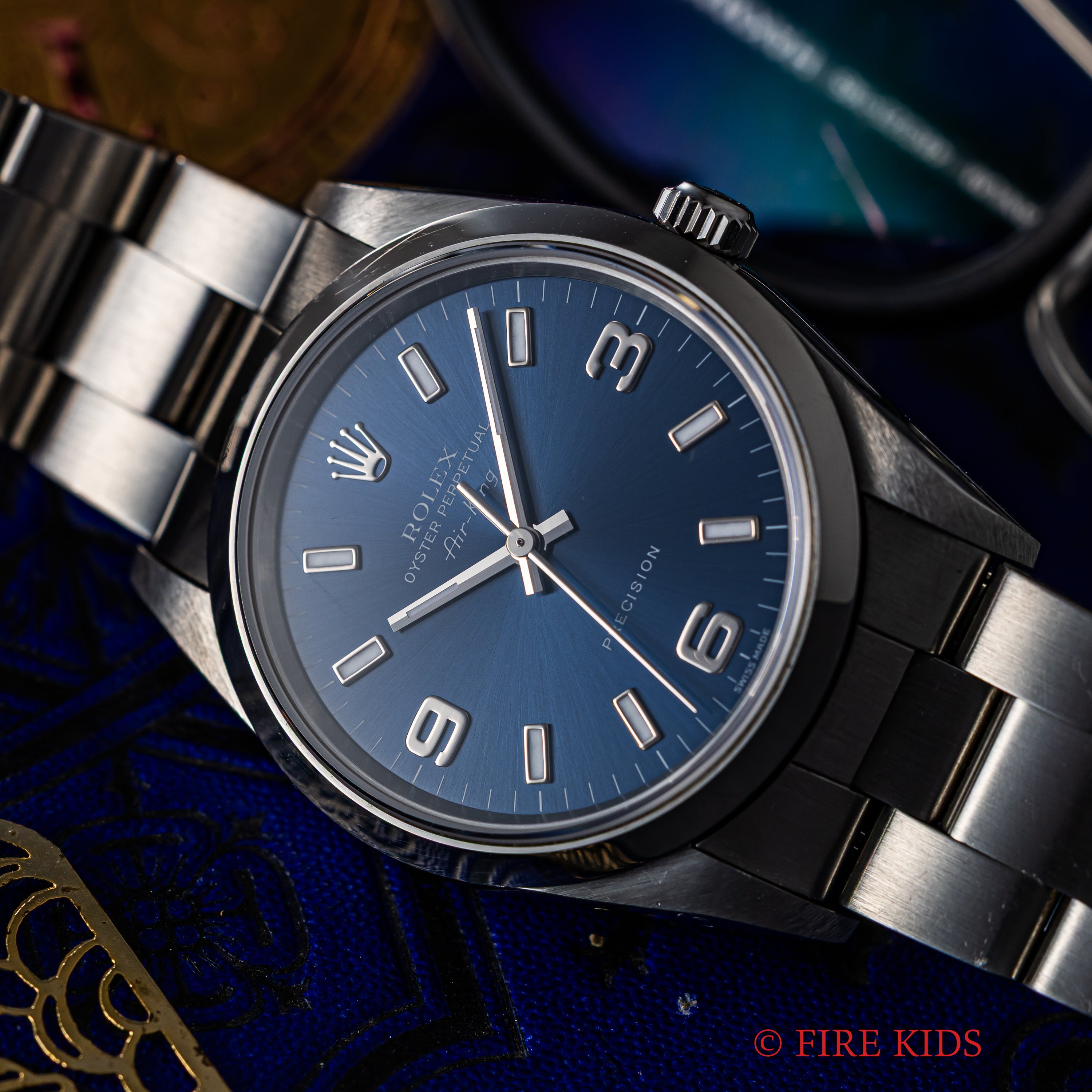 ロレックス エアキング 2001年製 Ref.14000M ブルーダイヤル Cal.3130 純正オイスターブレス