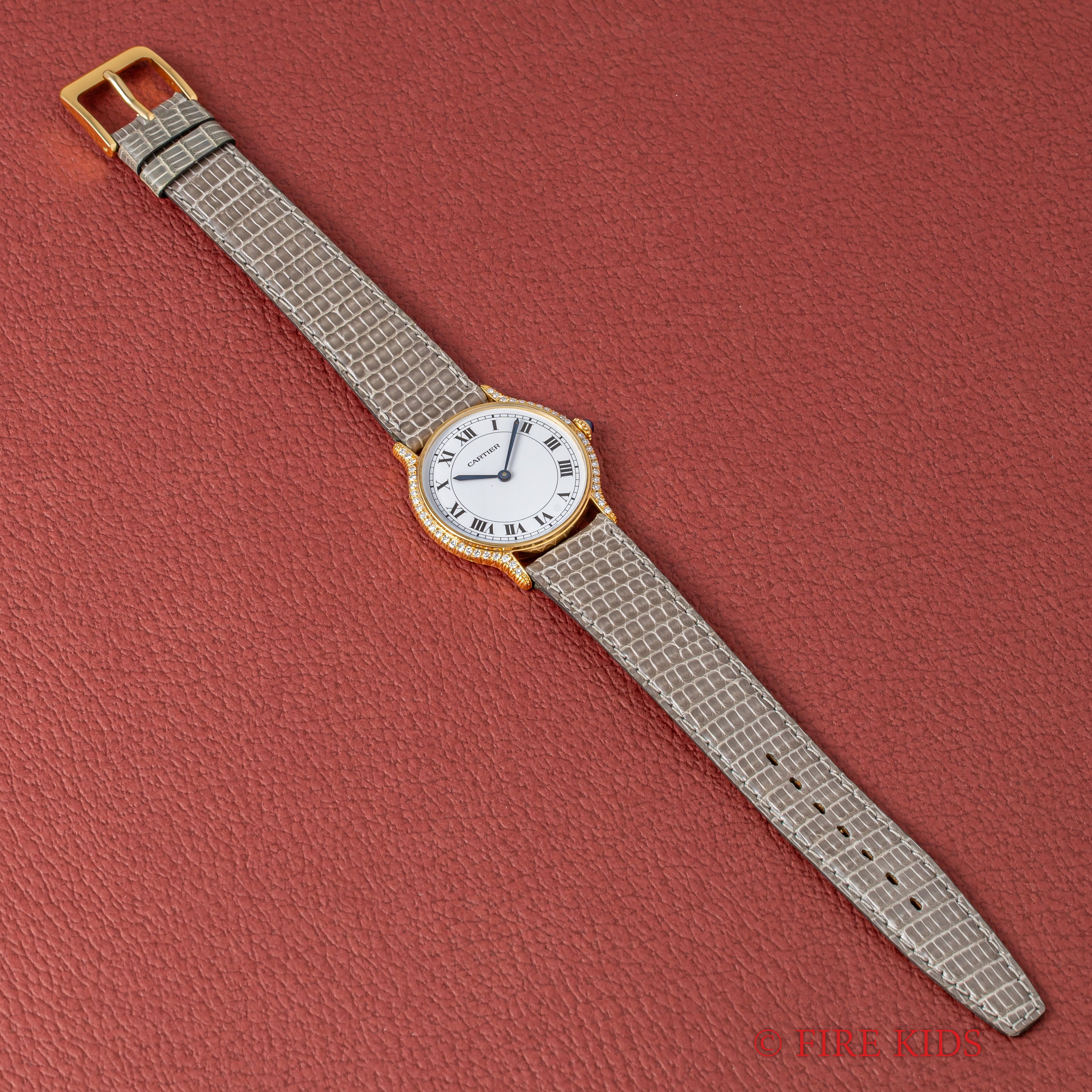 カルティエ リヴィエラLM PARISダイヤル 18金無垢 イエローゴールド フルダイヤ 1980年代製 箱付き