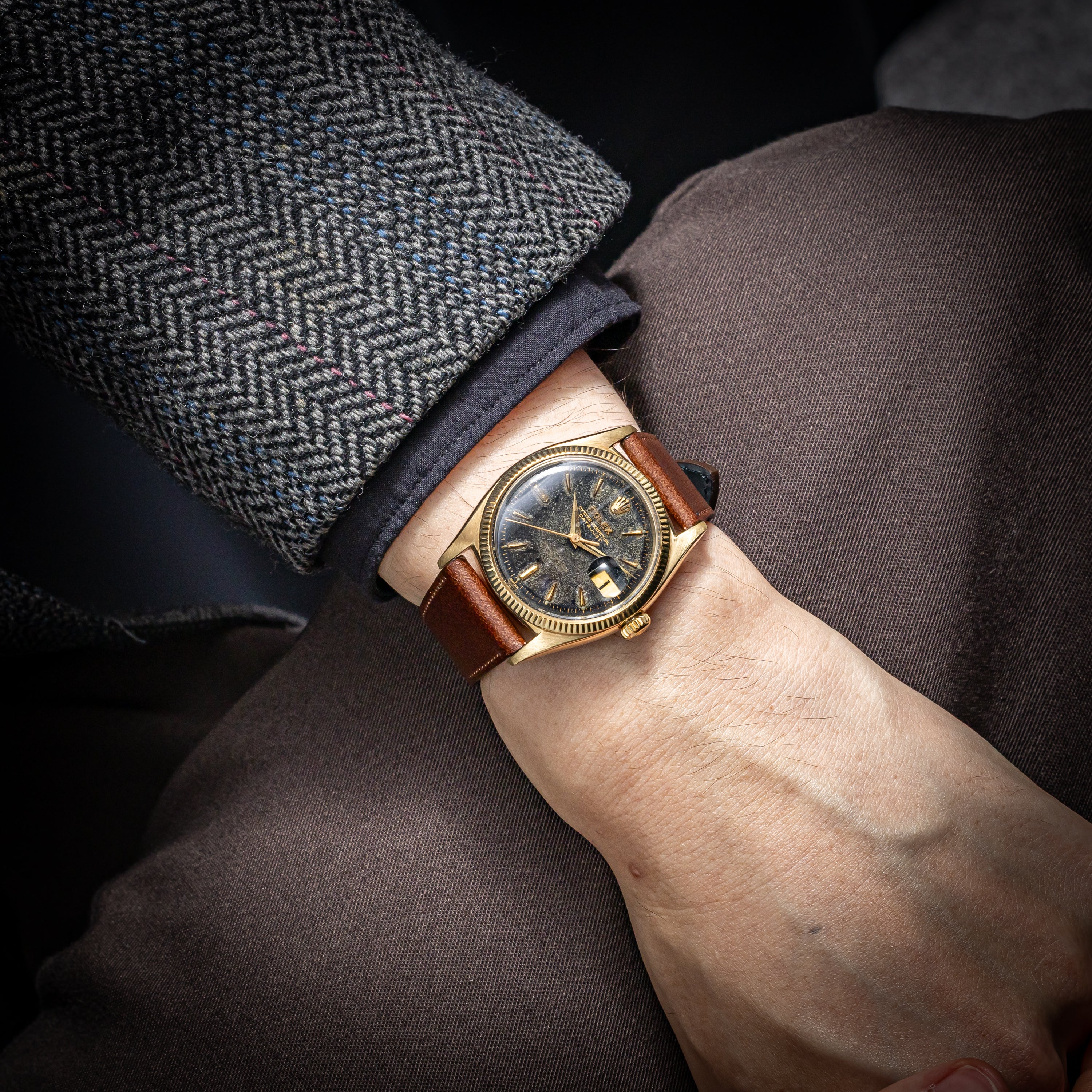 ロレックス デイトジャスト 自動巻き 14金無垢 1957年製 Ref.6605 Cal.1066