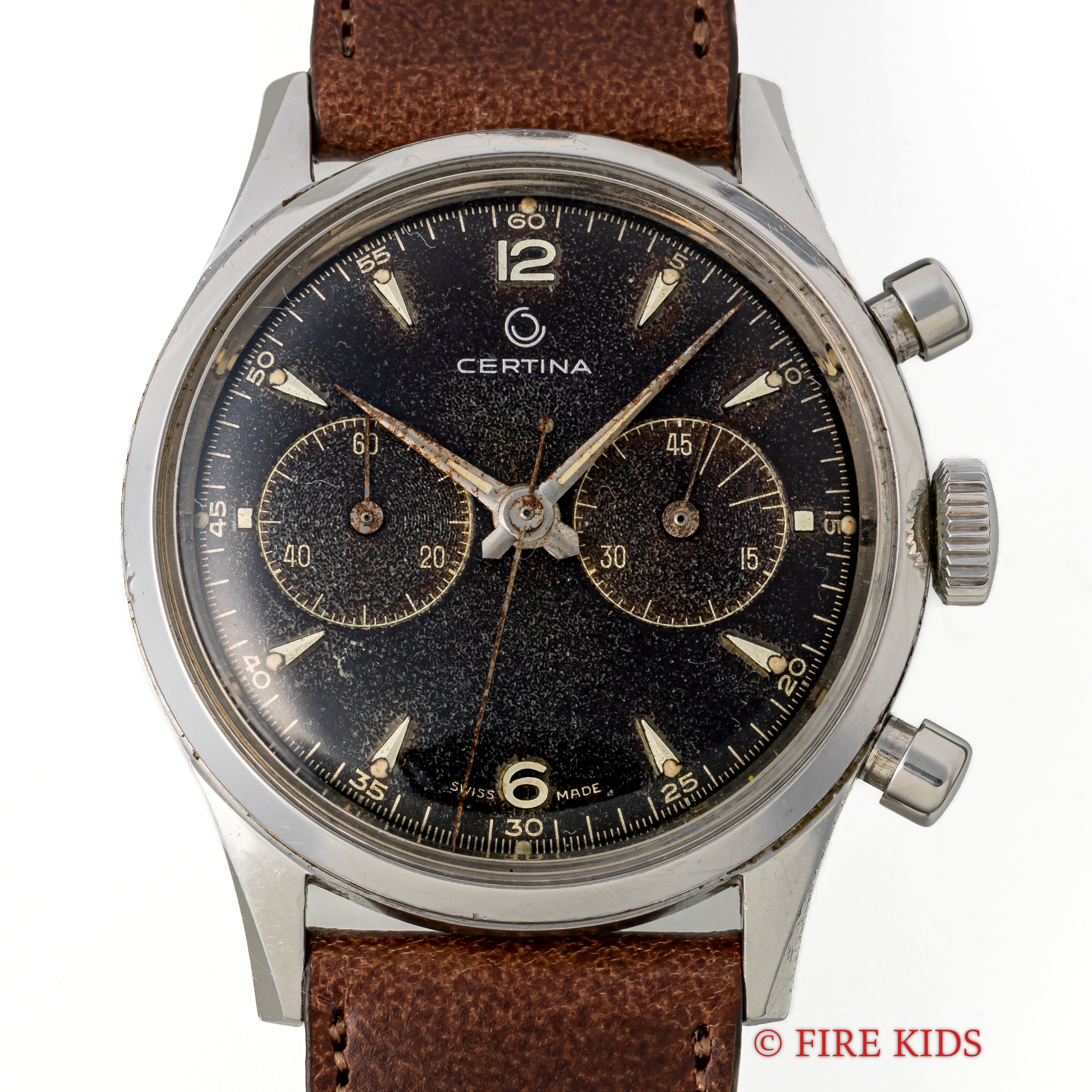 サーチナ 2レジスタークロノグラフ 1950年代製 エクセルシオパークCal.4 ブラックギルドダイヤル