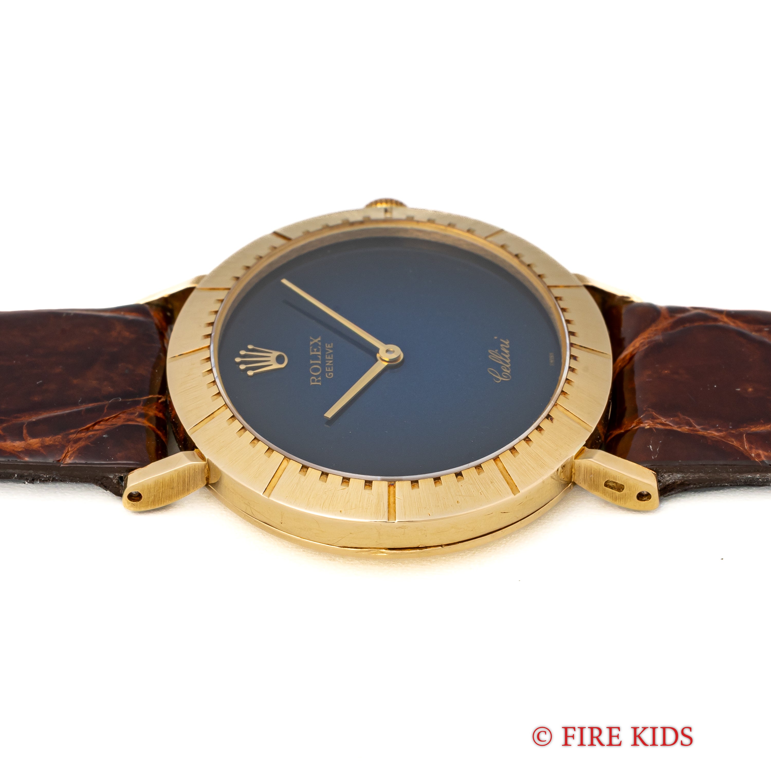 ロレックス チェリーニ 18金無垢イエローゴールド 1975年製 オーバル型 ブルーグラデーション 手巻き Ref.4083 王冠尾錠