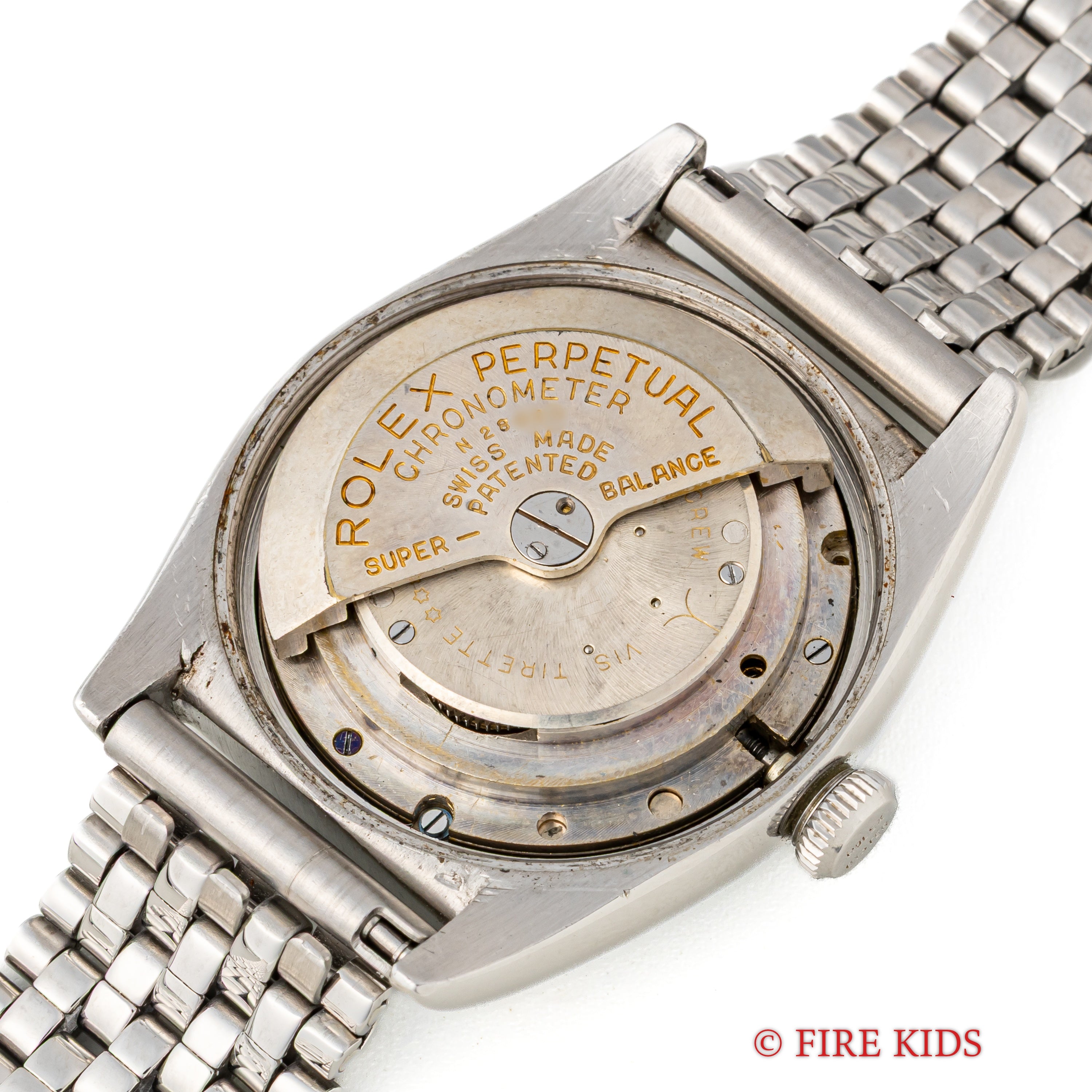 ロレックス バブルバック 1949年製 Ref.6015 自動巻 エンジンターンドベゼル 飛びローマンダイヤル 社外ライスブレス