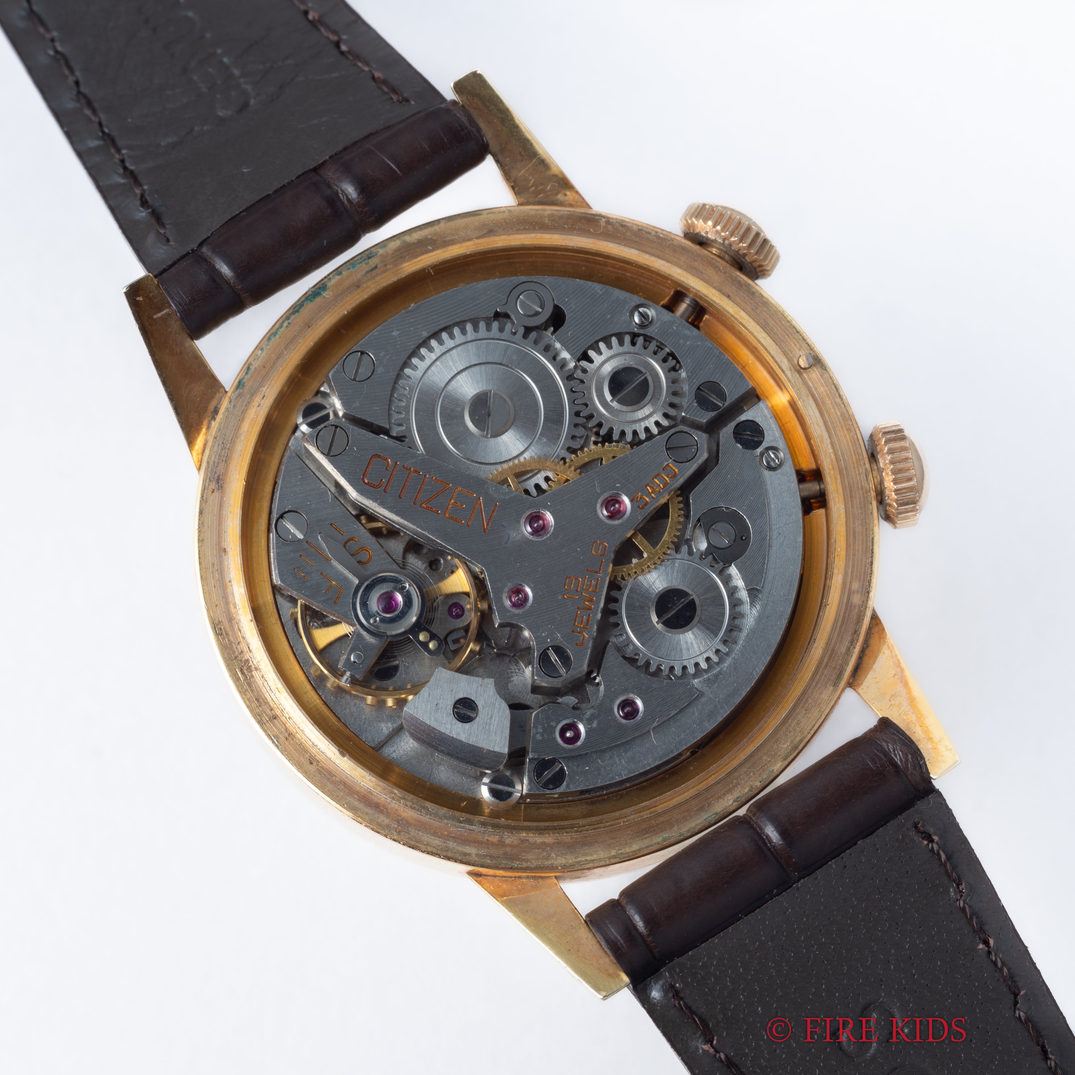 シチズン アラーム 手巻き 1950年代製 ジャガールクルトフェイス 初期 純正尾錠、箱付き