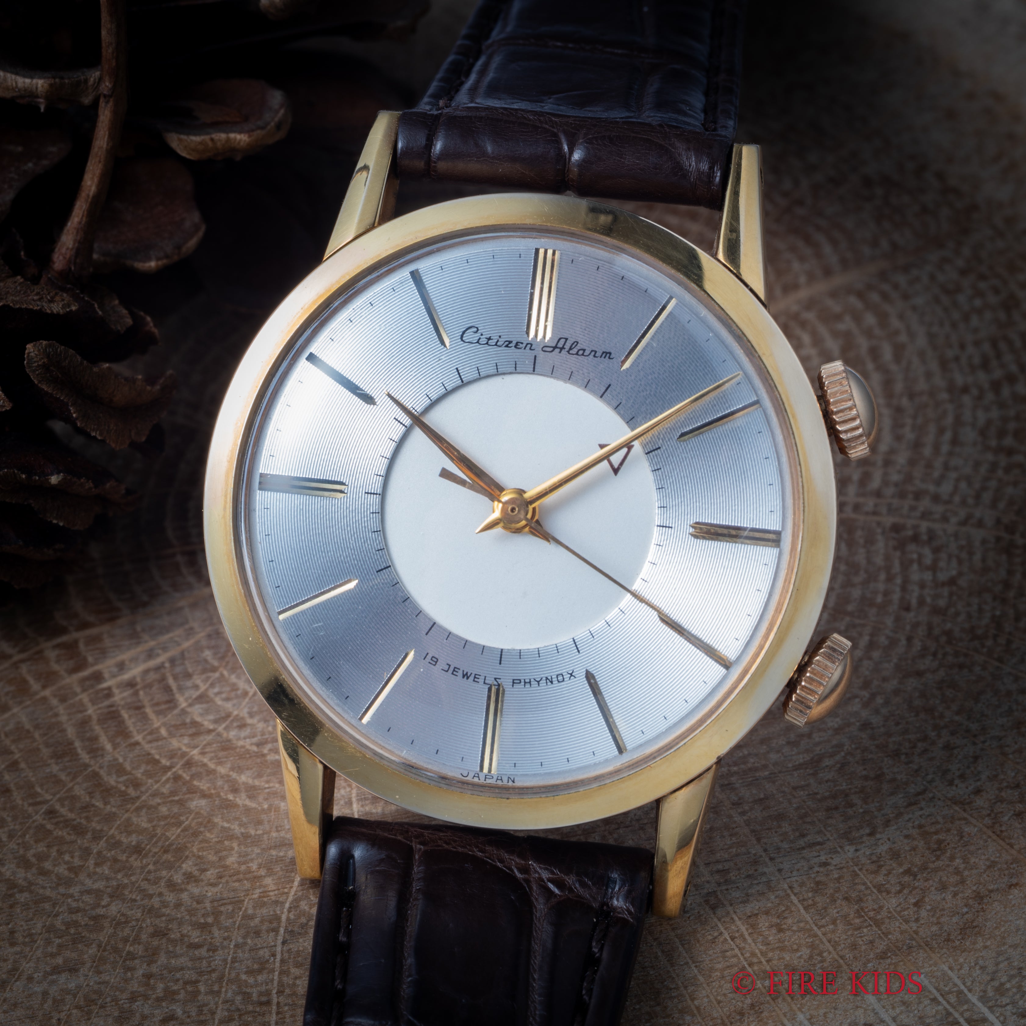 シチズン アラーム 手巻き 1950年代製 ジャガールクルトフェイス 初期 純正尾錠、箱付き