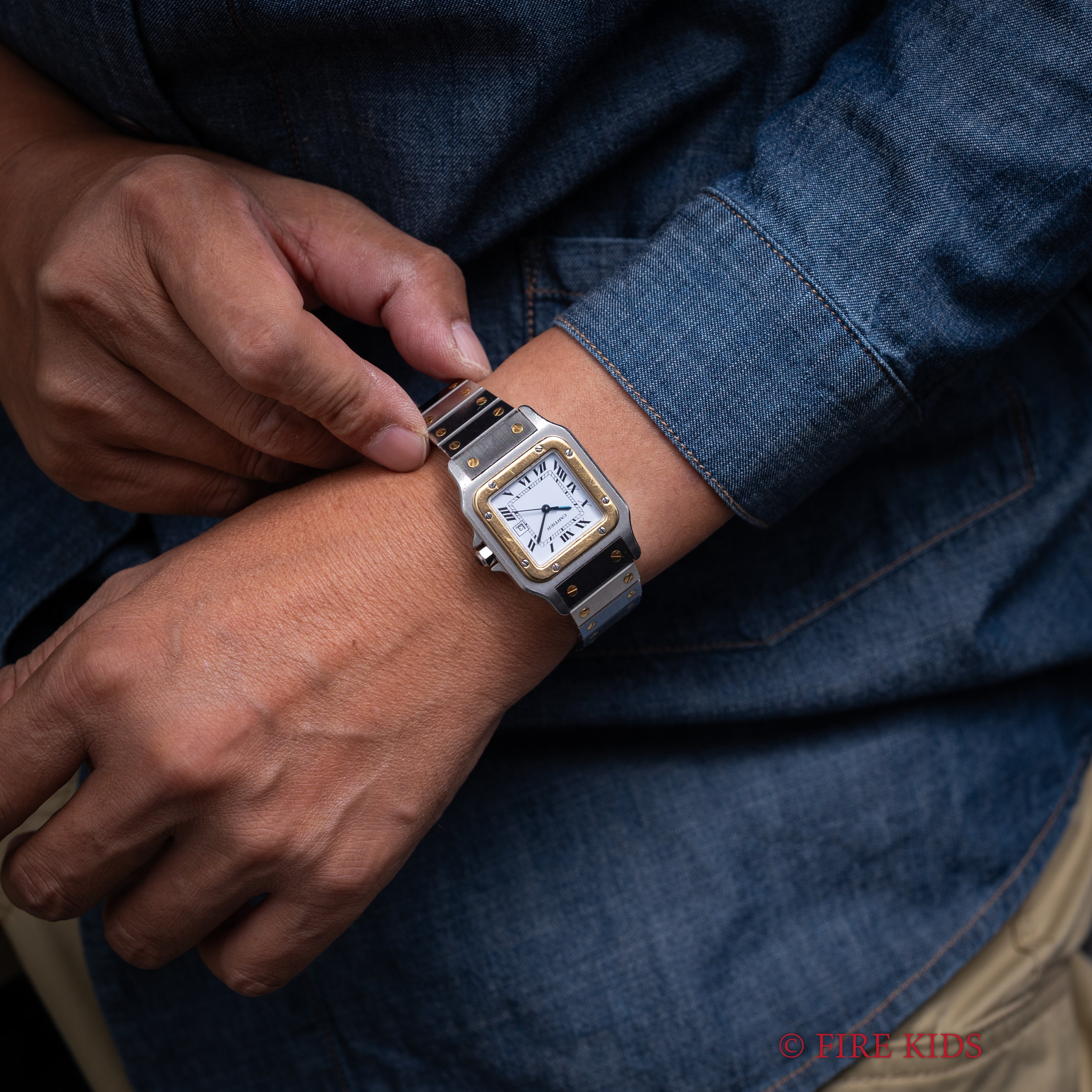 カルティエ サントス LMサイズ コンビ 自動巻き 1980年代製 ホワイトローマンダイヤル