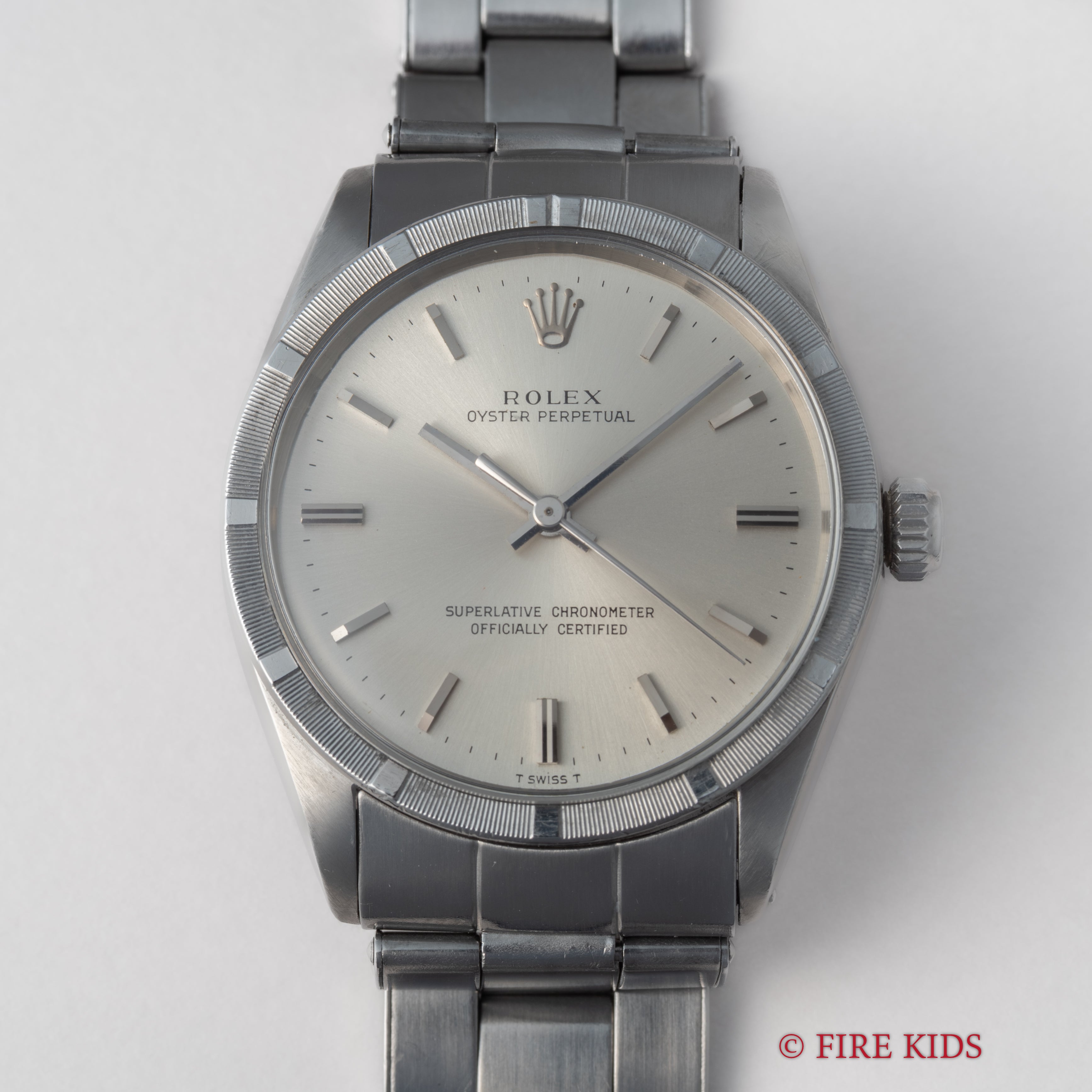 ロレックス オイスターパーペチュアル エンジンターンドベゼル 1967年製 Ref.1007 ノンデイト 純正リベットブレス