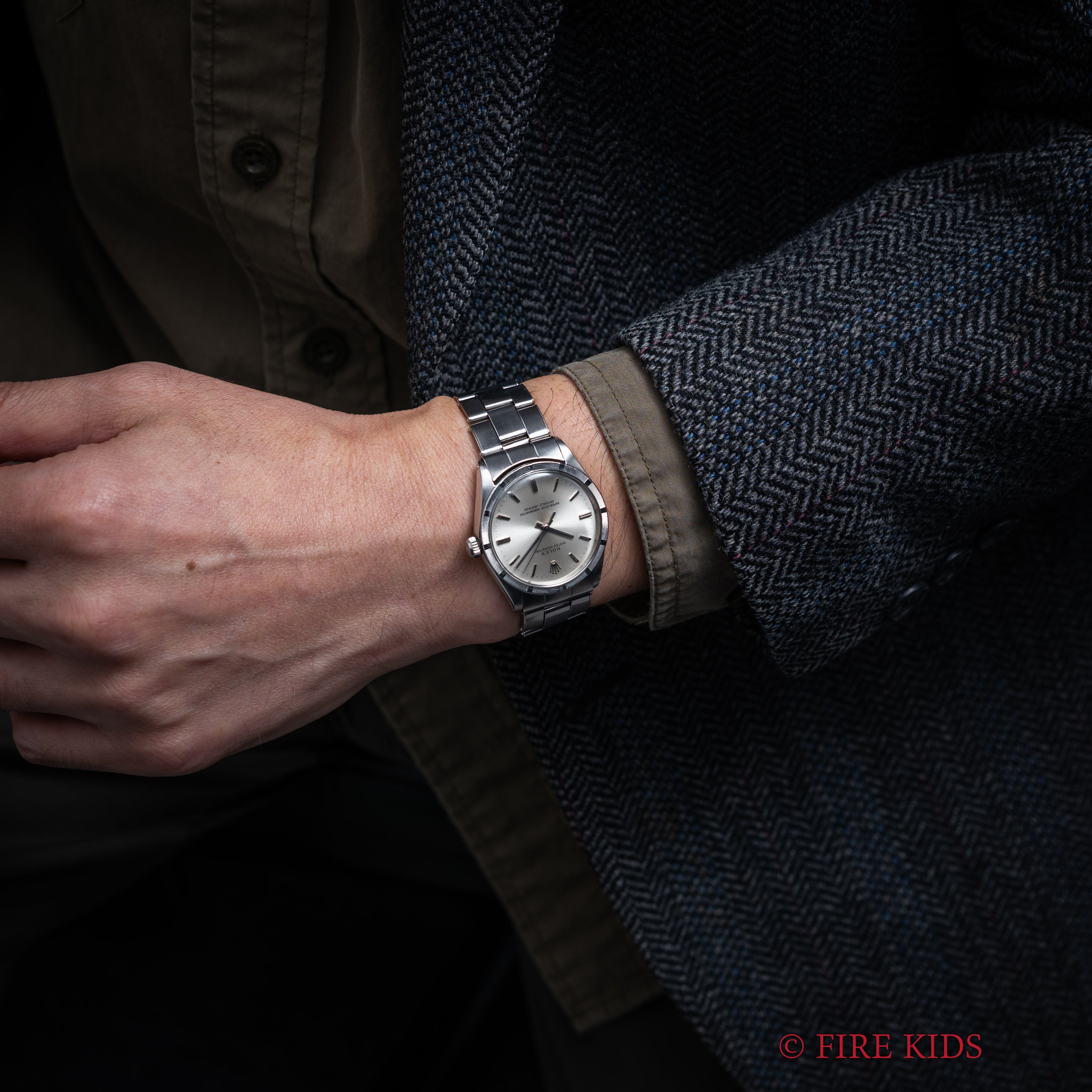 ロレックス オイスターパーペチュアル エンジンターンドベゼル 1967年製 Ref.1007 ノンデイト 純正リベットブレス