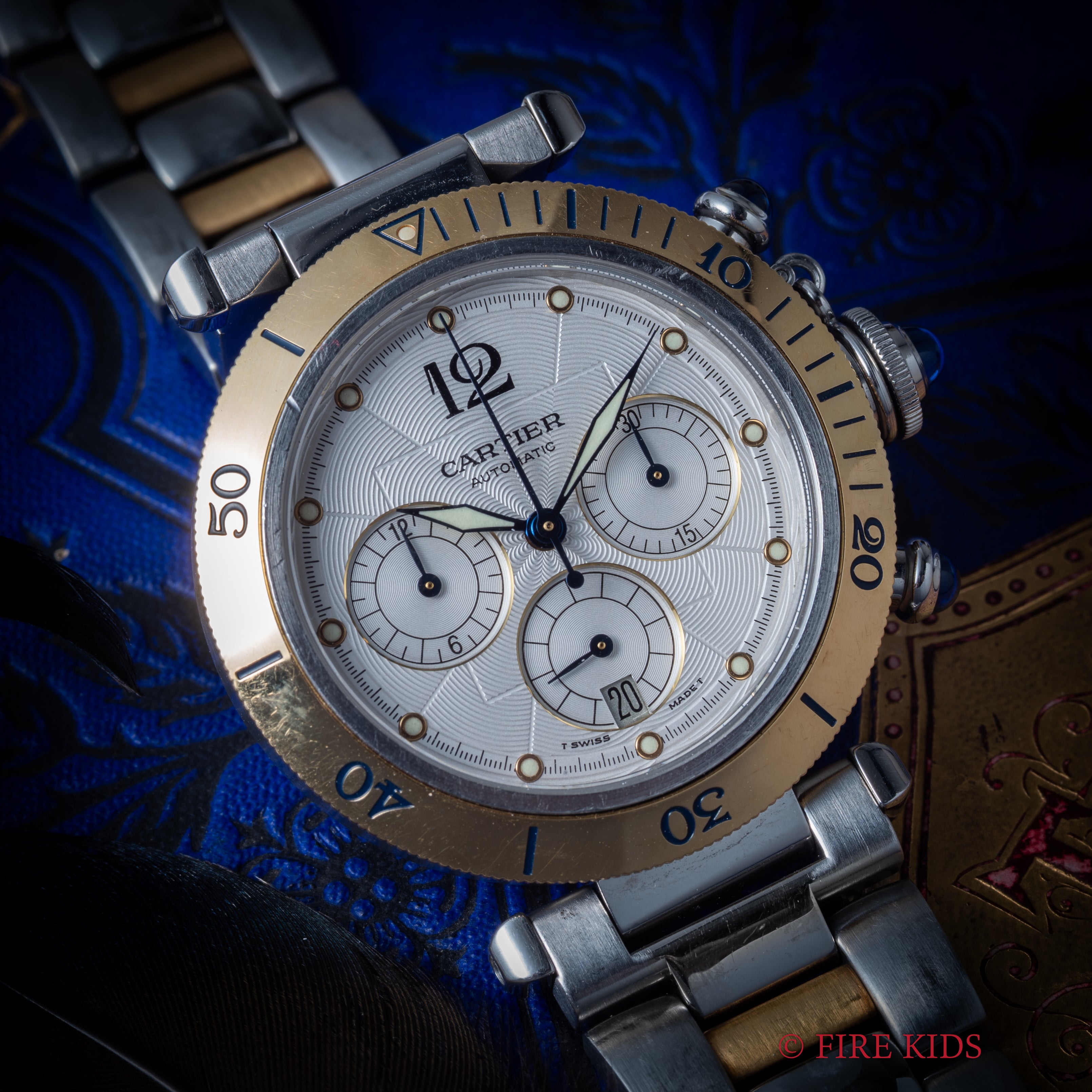 カルティエ パシャ クロノグラフ コンビ 裏スケ Ref.2113 2000年発行ギャラ付き 1990年代製