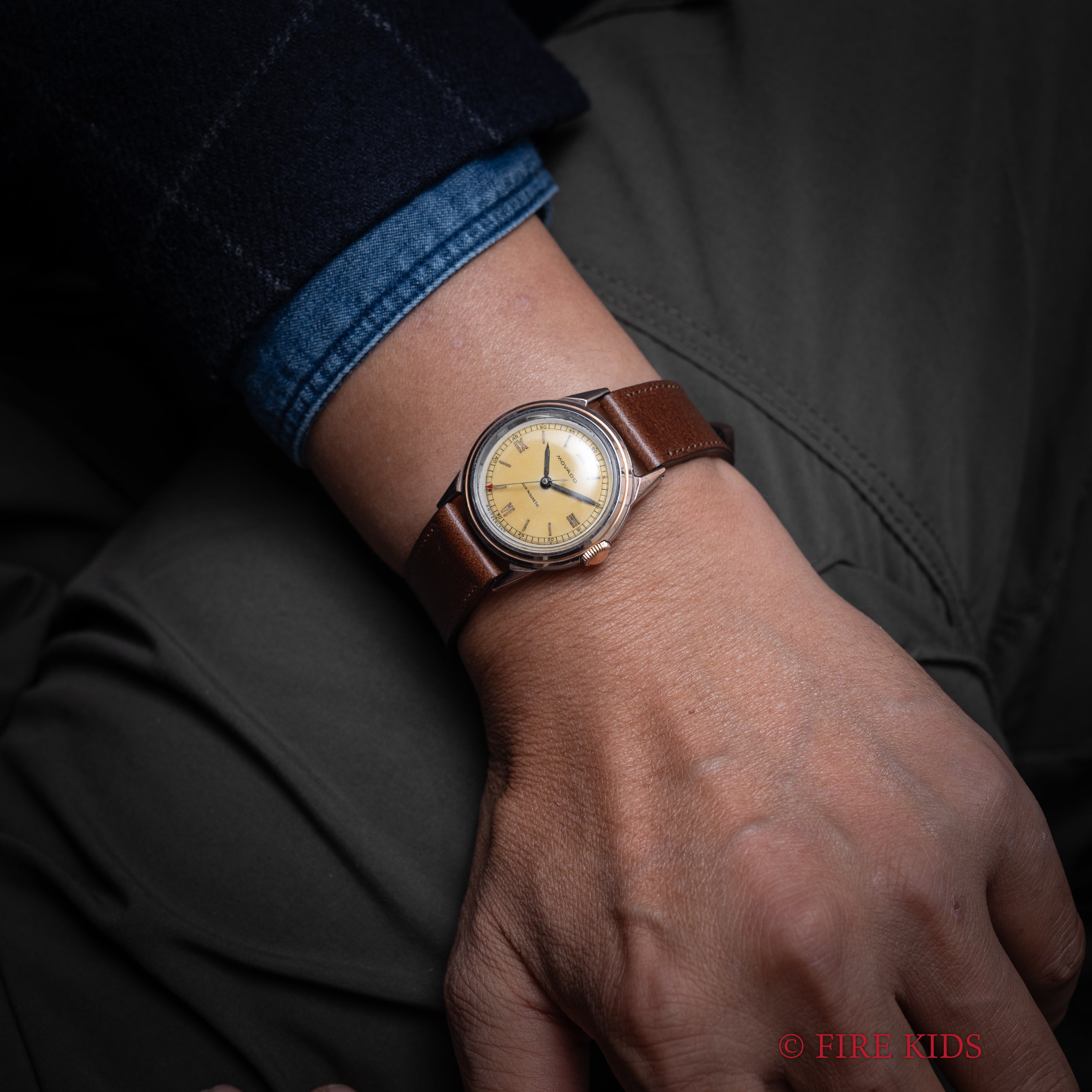 モバード ピンクゴールド コンビ フランソワボーゲル社ケース 1940年代製