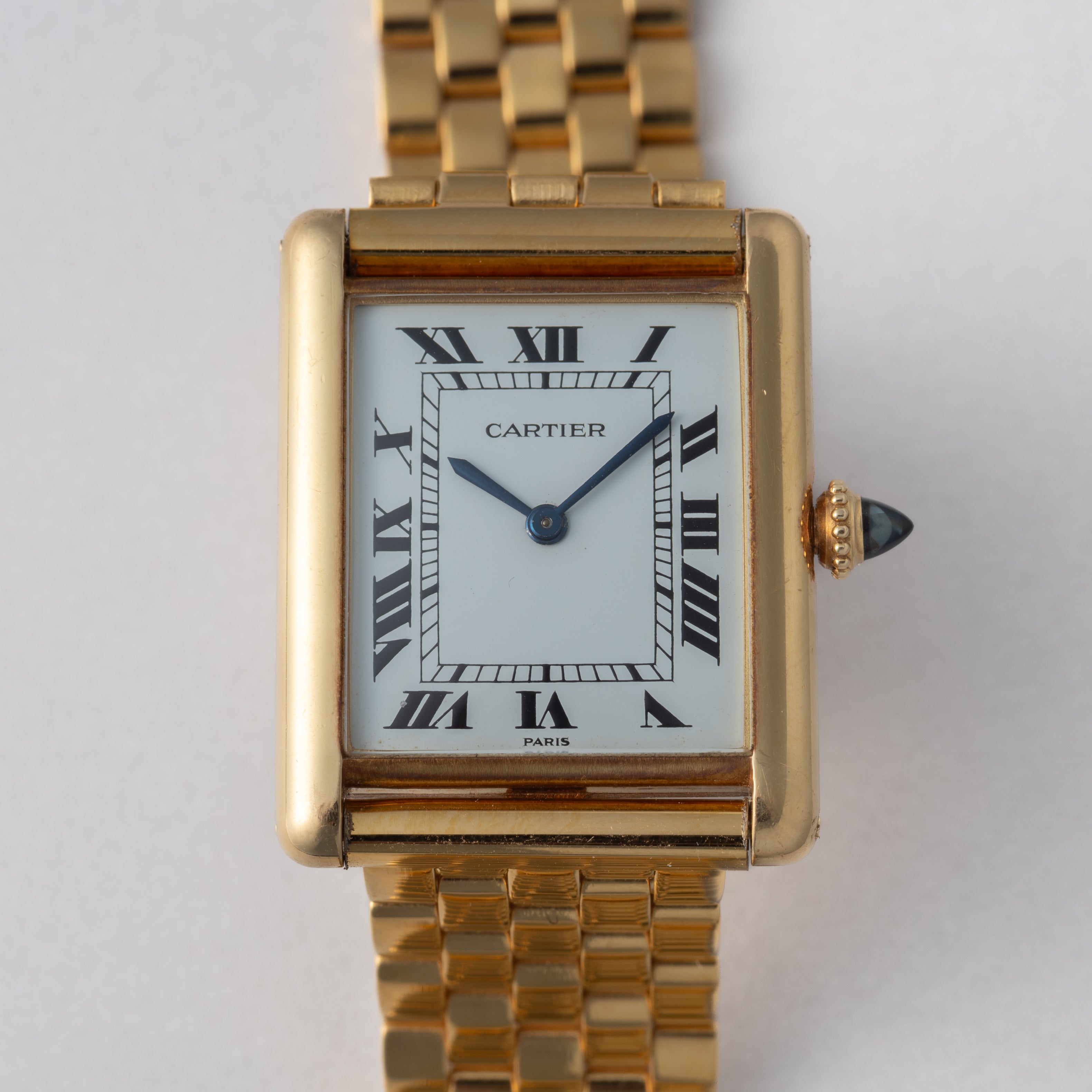 カルティエ タンクルイ18金無垢LMサイズ PARISダイヤル 手巻