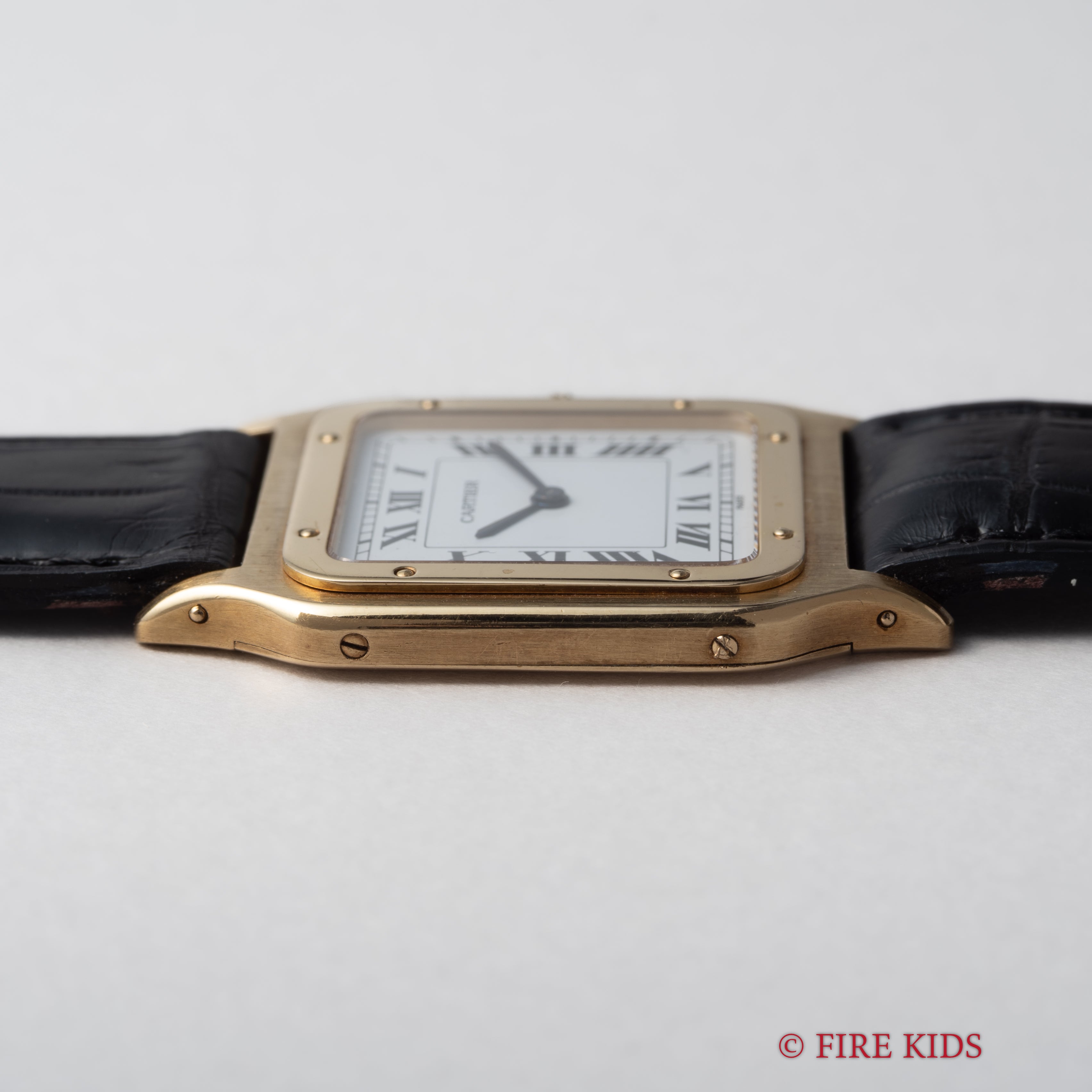 カルティエ 18金無垢サントスデュモン LMサイズ 1980年代製 手巻 PARISダイヤル 18KYG純正尾錠