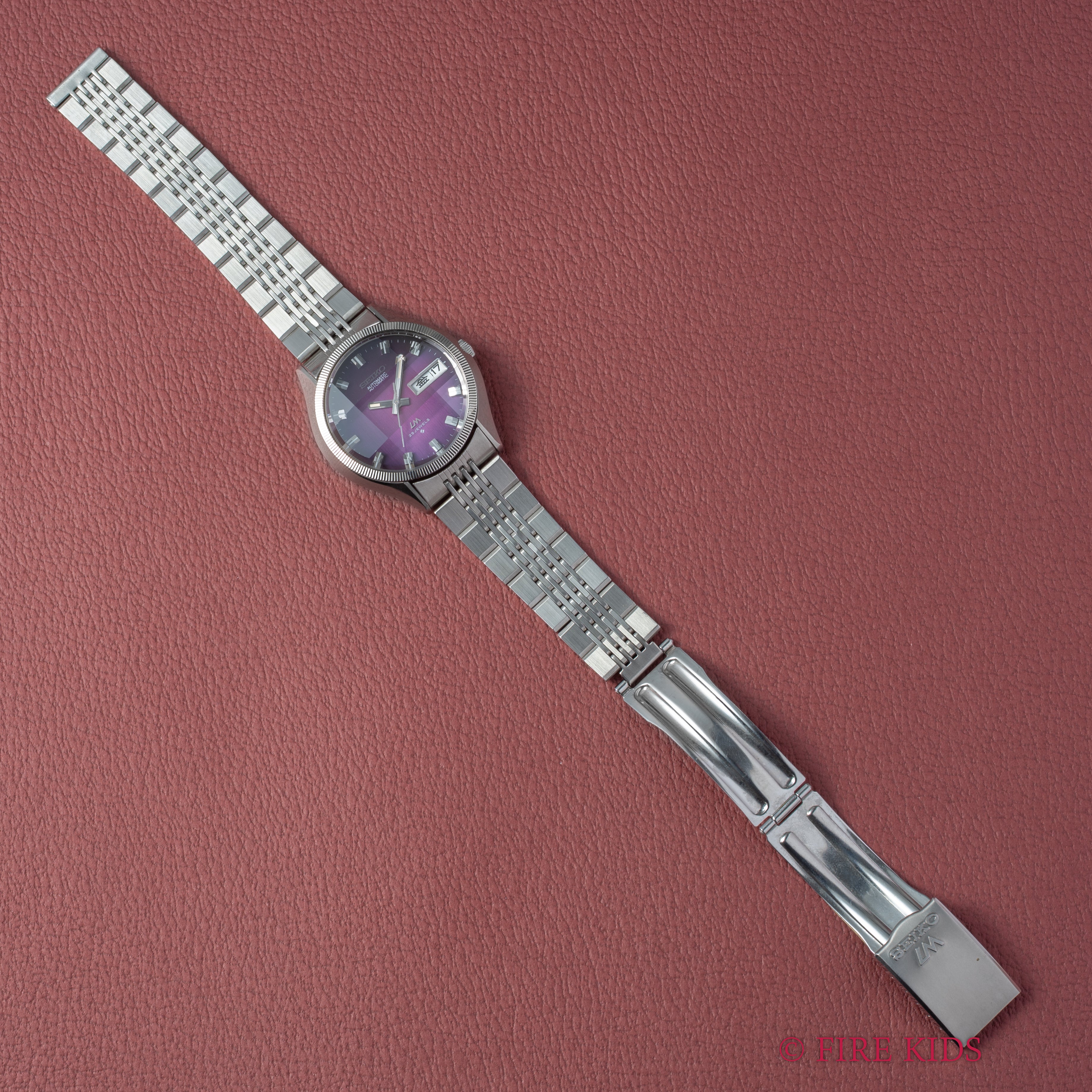 セイコー ロードマチック Ref.5606-7330 1974年製 カットガラス パープルダイヤル 純正ブレス