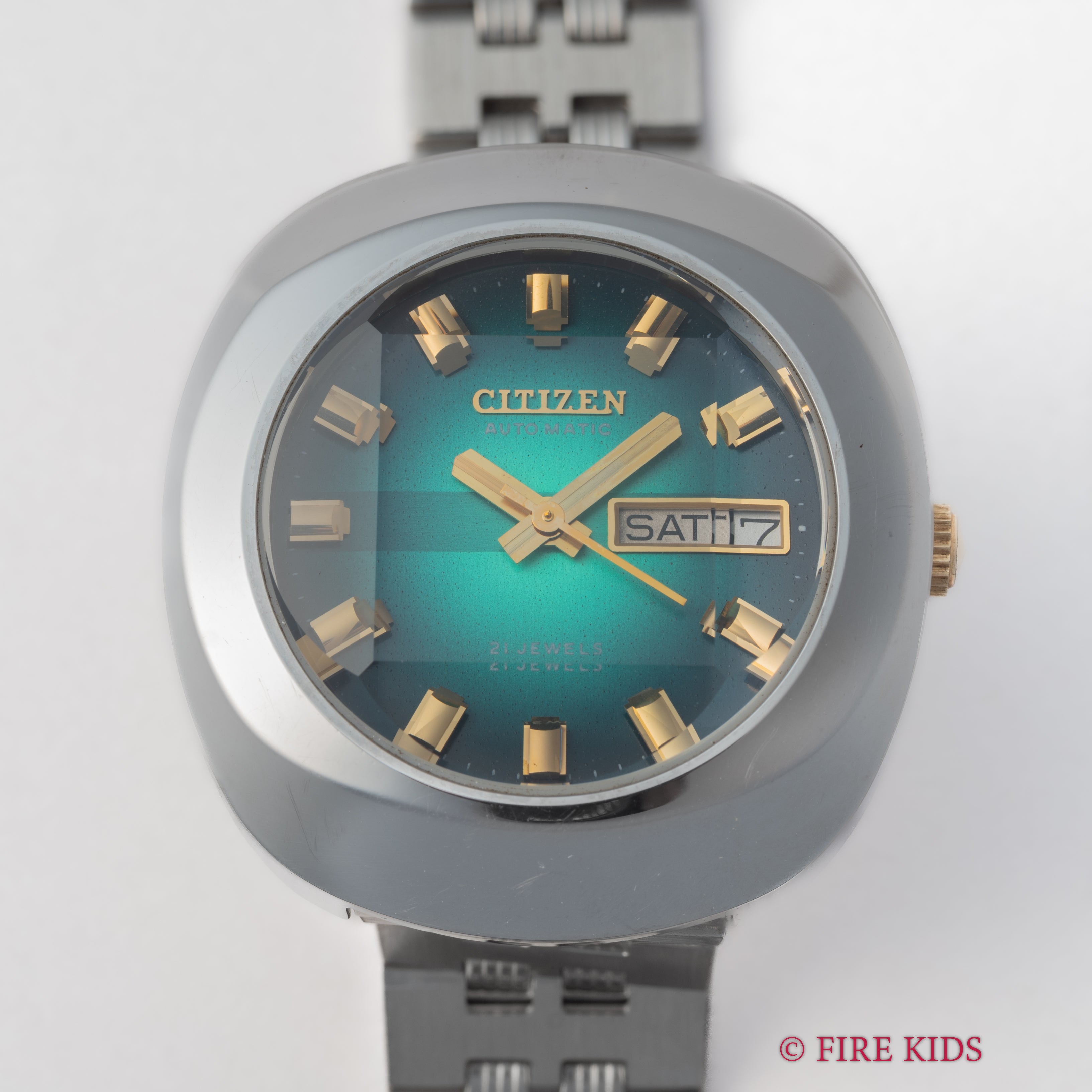 シチズン 1973年製 グリーングラデーション Ref.4-651961Y 未使用美品 カットガラス 自動巻 純正ブレス