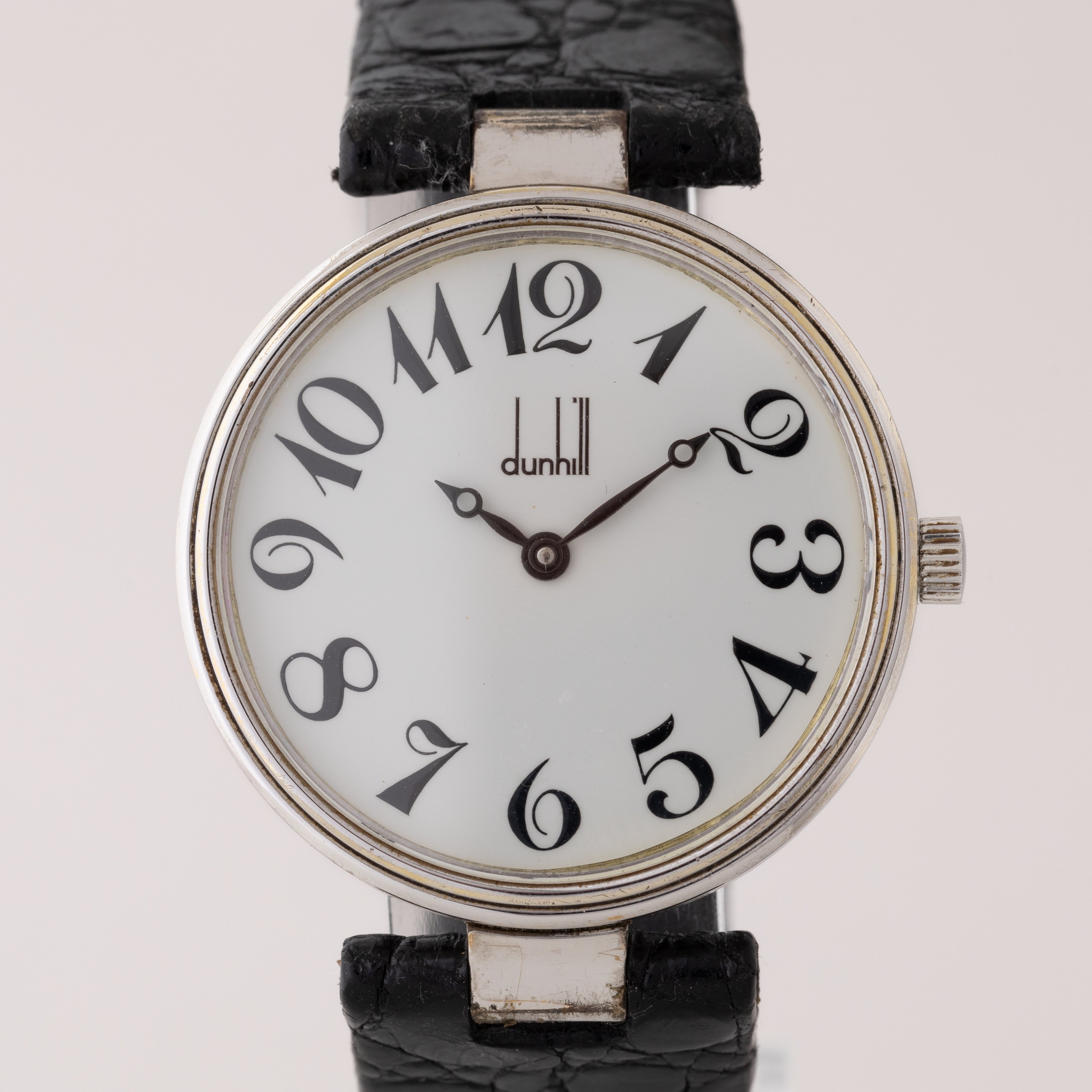 ダンヒル 銀無垢ラウンドケース 手巻きクロノメーター 1980年代製 アラビアダイヤル