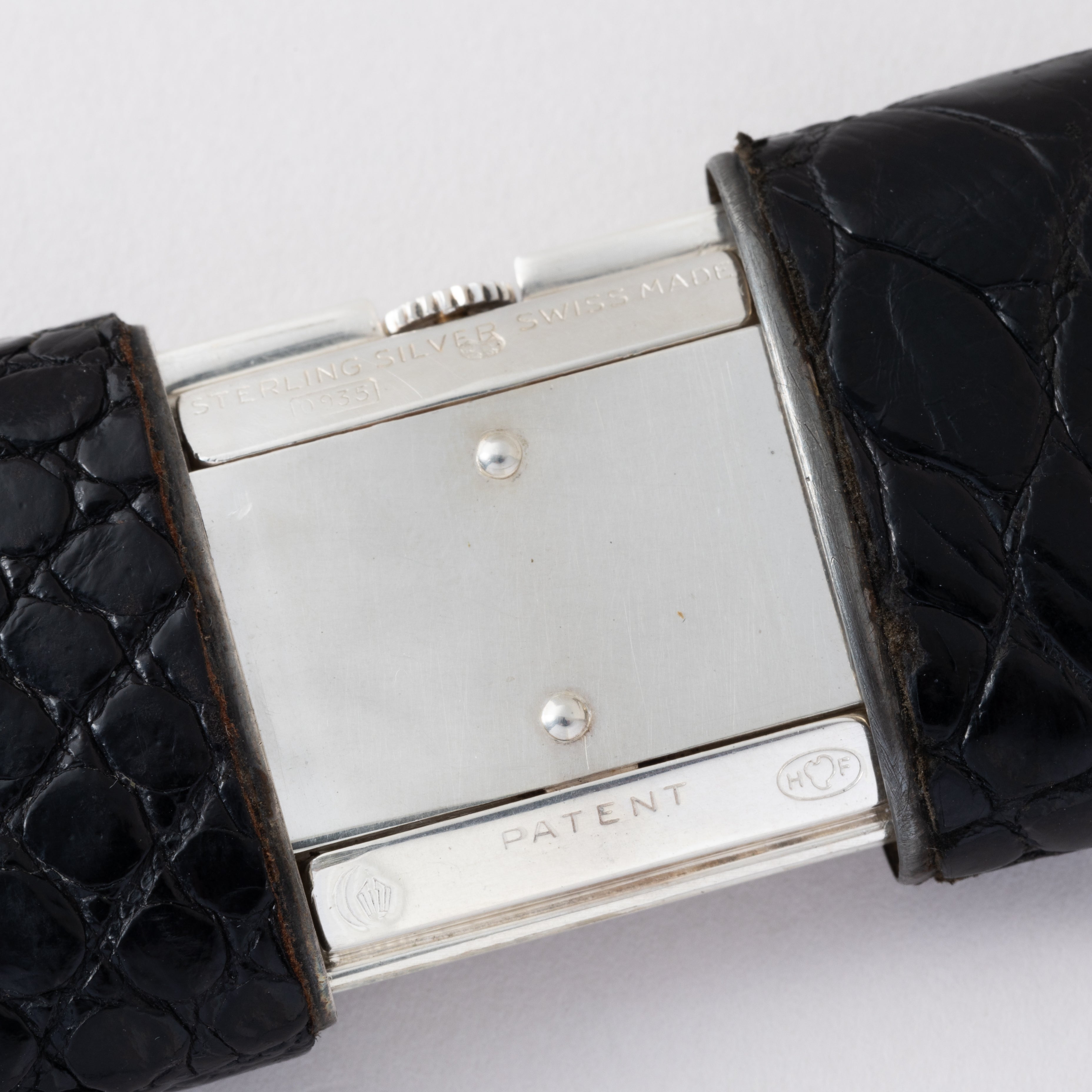 モバード エルメト 銀無垢ケース革巻き トラベルウォッチ 手巻き 1940年代製