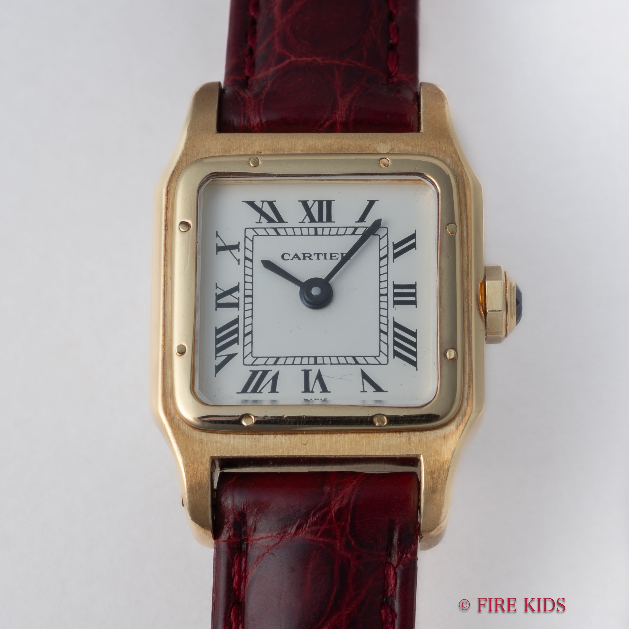 カルティエ 18金無垢サントスデュモン SMサイズ 手巻 PARISダイヤル 18金無垢イエローゴールド純正Dバックル付き