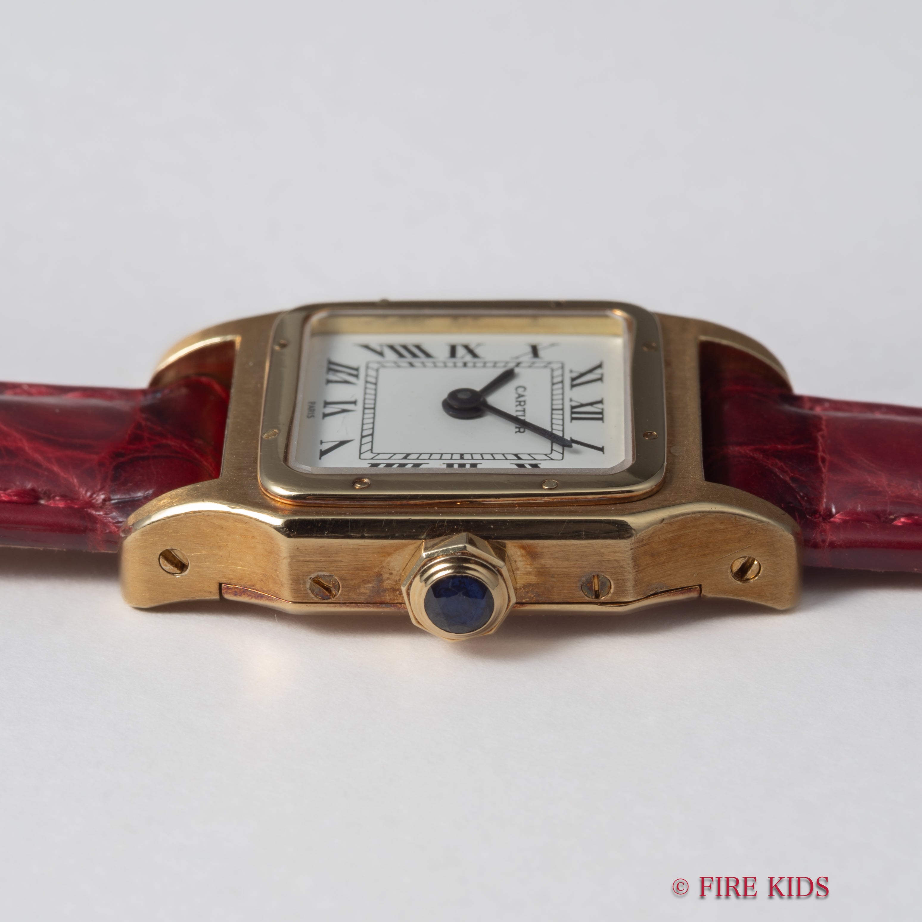 カルティエ 18金無垢サントスデュモン SMサイズ 手巻 PARISダイヤル 18金無垢イエローゴールド純正Dバックル付き