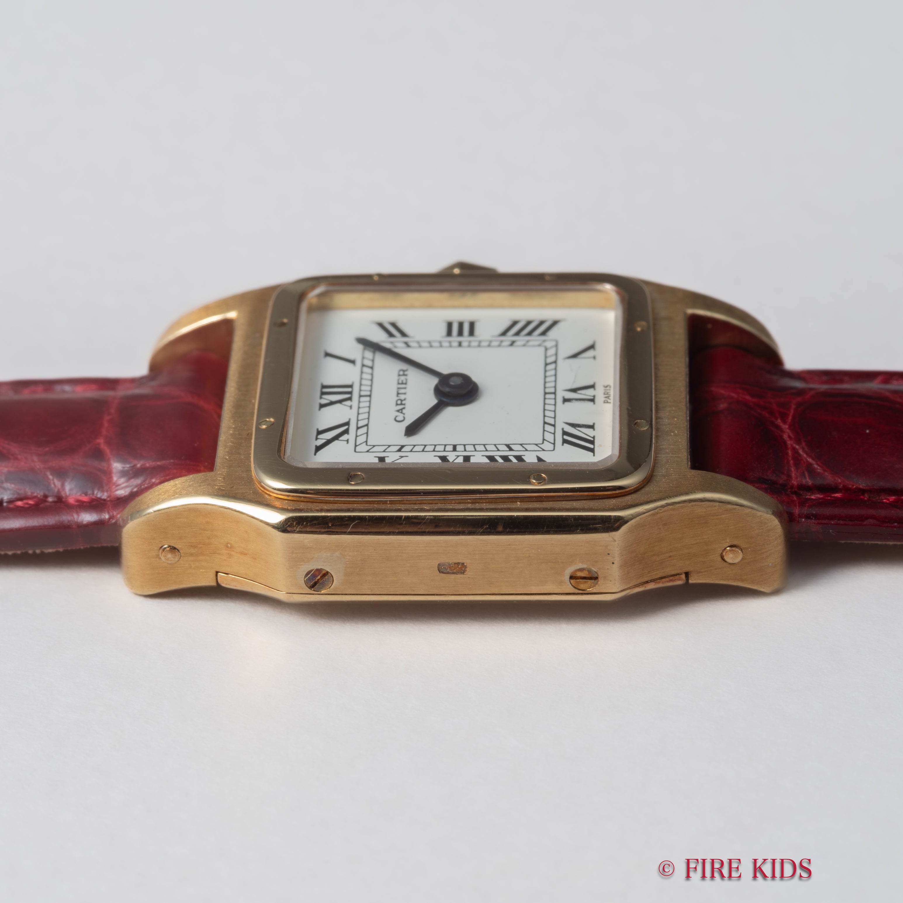 カルティエ 18金無垢サントスデュモン SMサイズ 手巻 PARISダイヤル 18金無垢イエローゴールド純正Dバックル付き