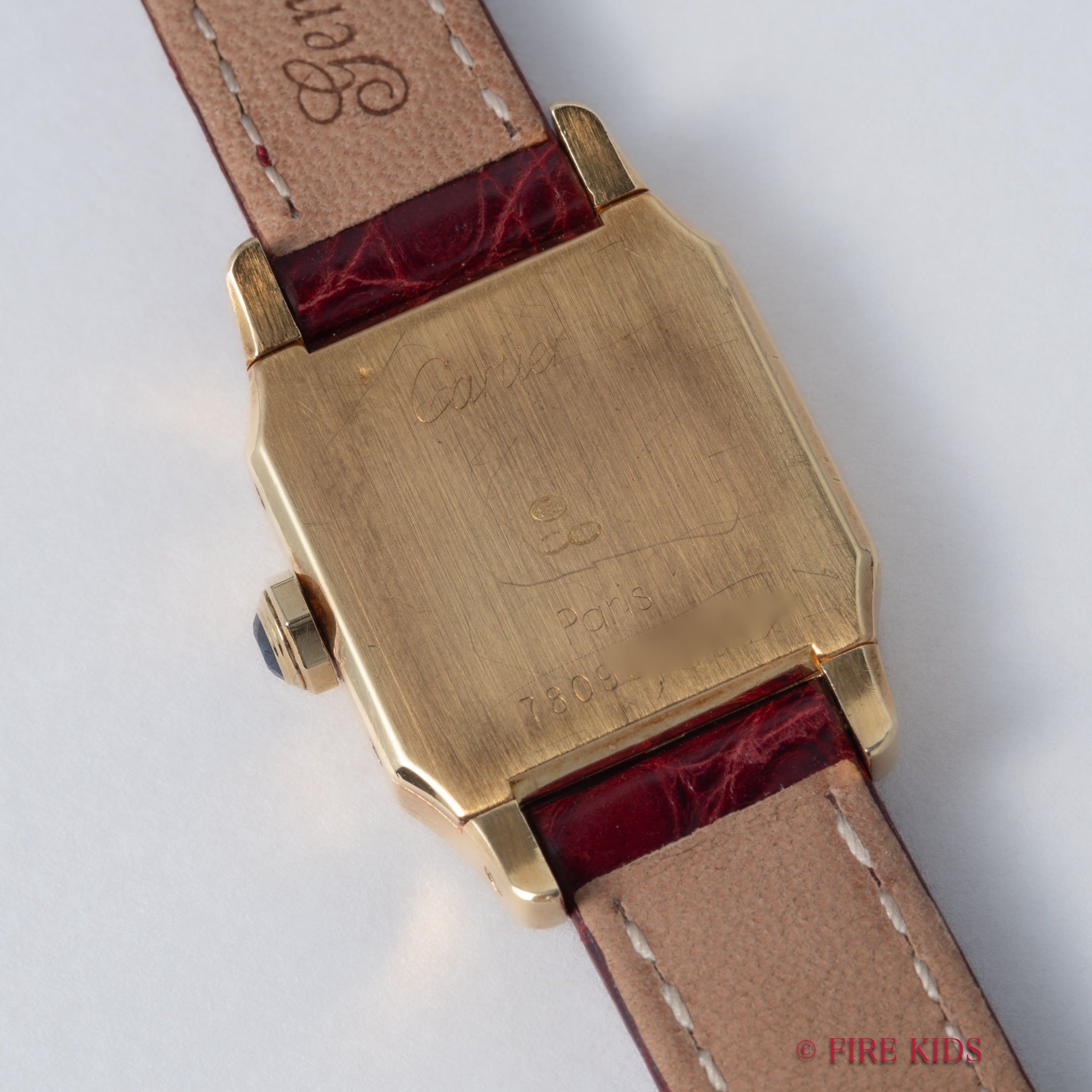 カルティエ 18金無垢サントスデュモン SMサイズ 手巻 PARISダイヤル 18金無垢イエローゴールド純正Dバックル付き