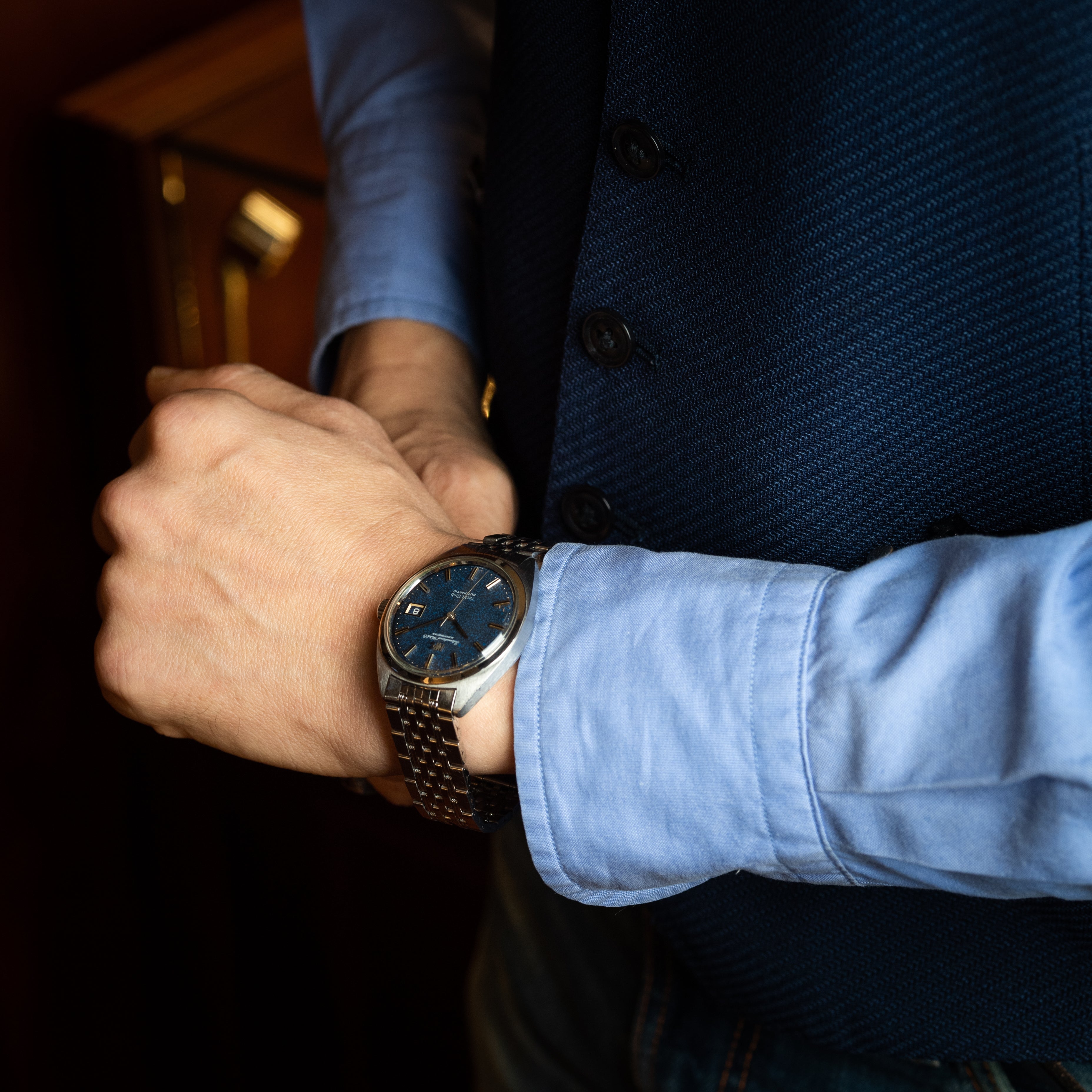 IWCヨットクラブ 1969年製 希少ブルーマーブル Ref.R811AD 純正ステンレスブレス