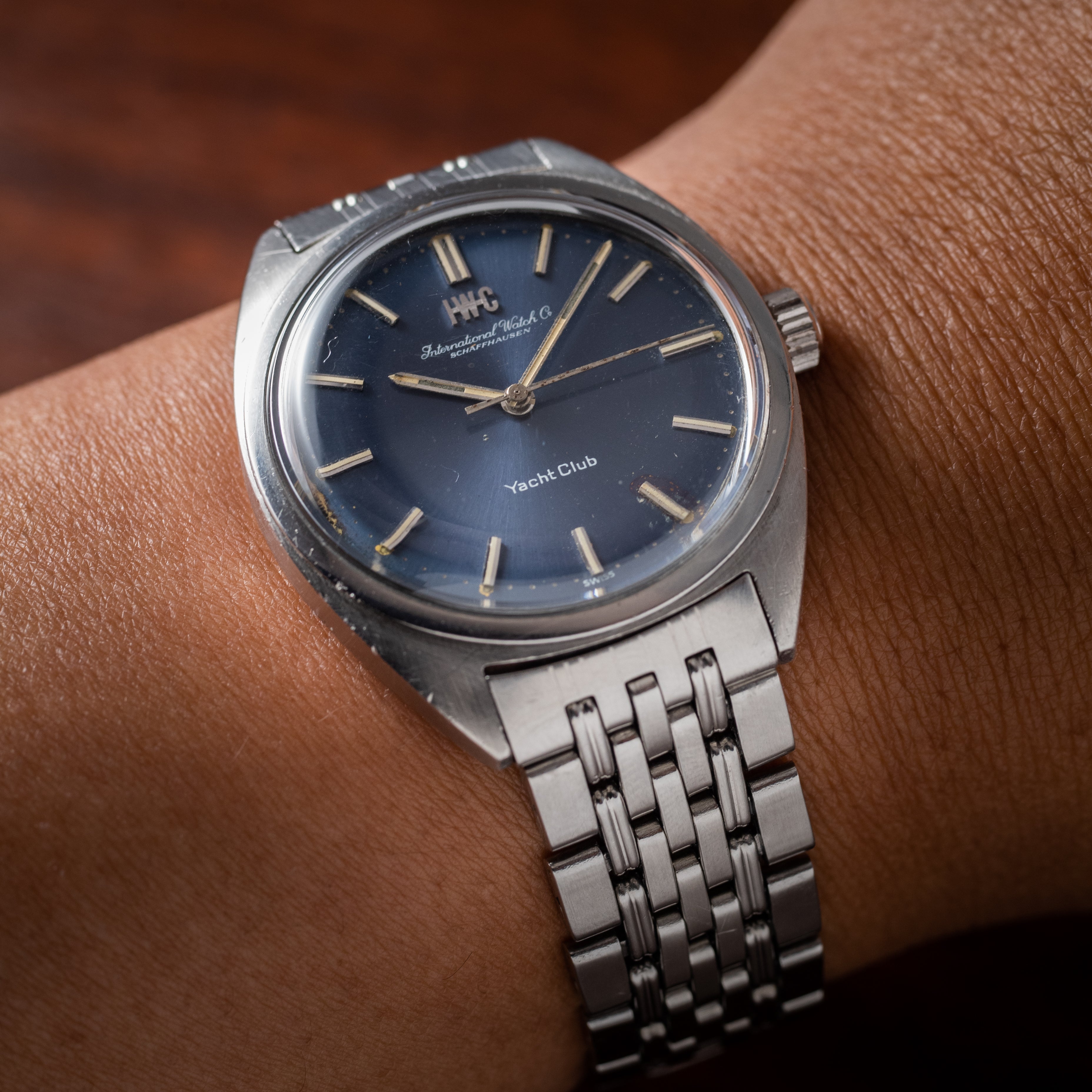 IWC ヨットクラブ ブルー 希少Cal.89搭載手巻きモデル 1974年製 純正GFブレス
