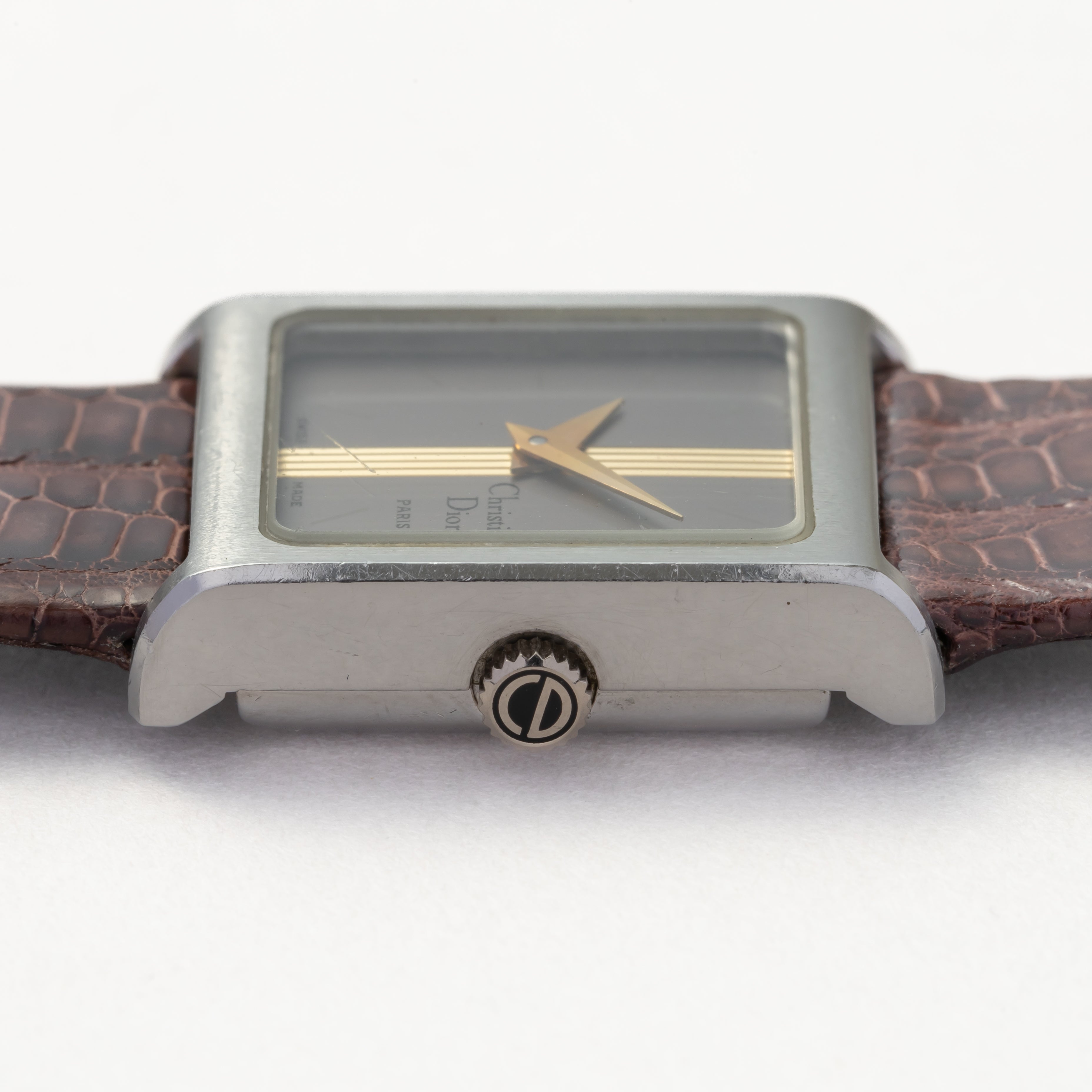 クリスチャンディオール レディース スクエア グレーダイヤル 1980年代