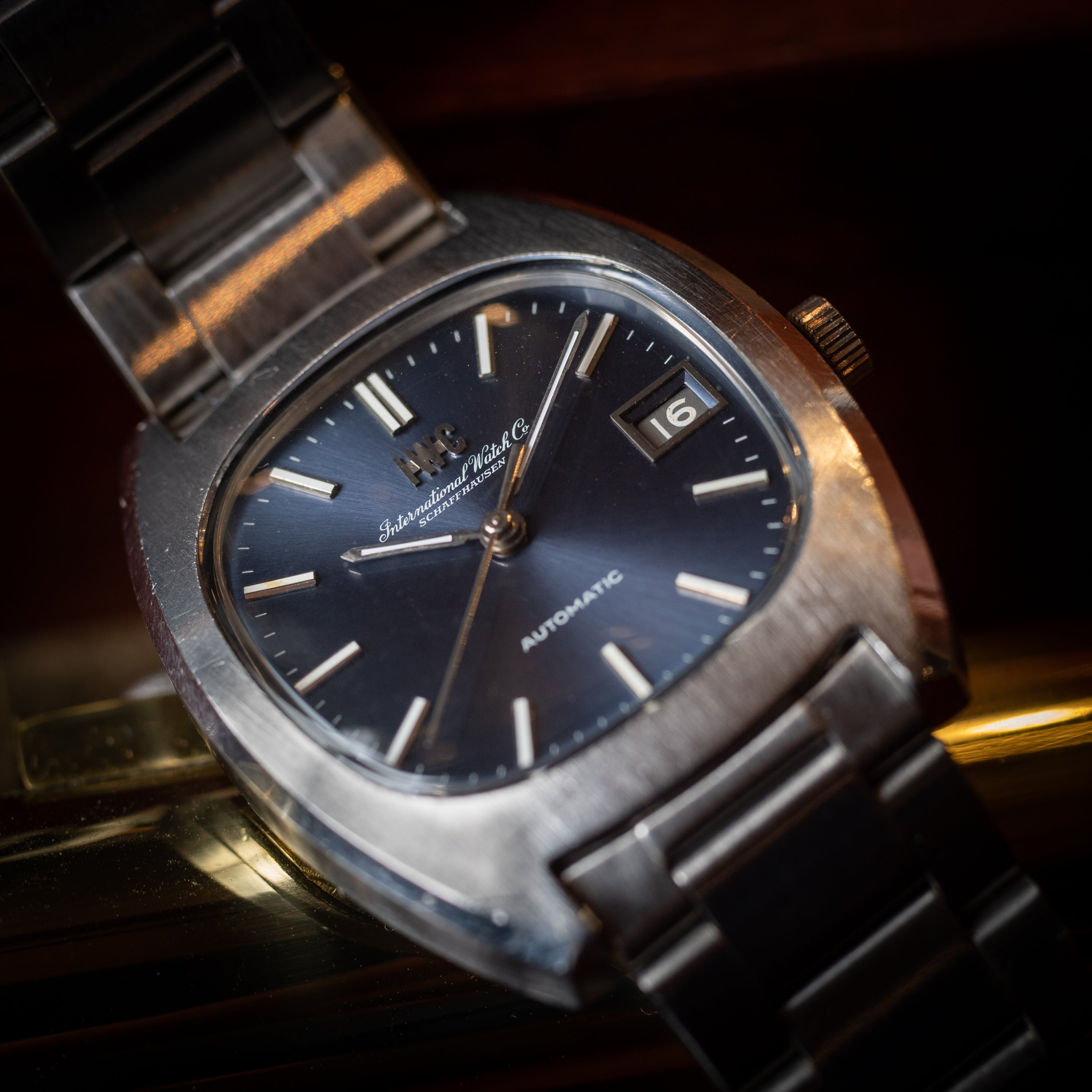 IWC TVスクリーン 1971年製 ブルーダイヤル オートマチック 純正3連ブレス付き