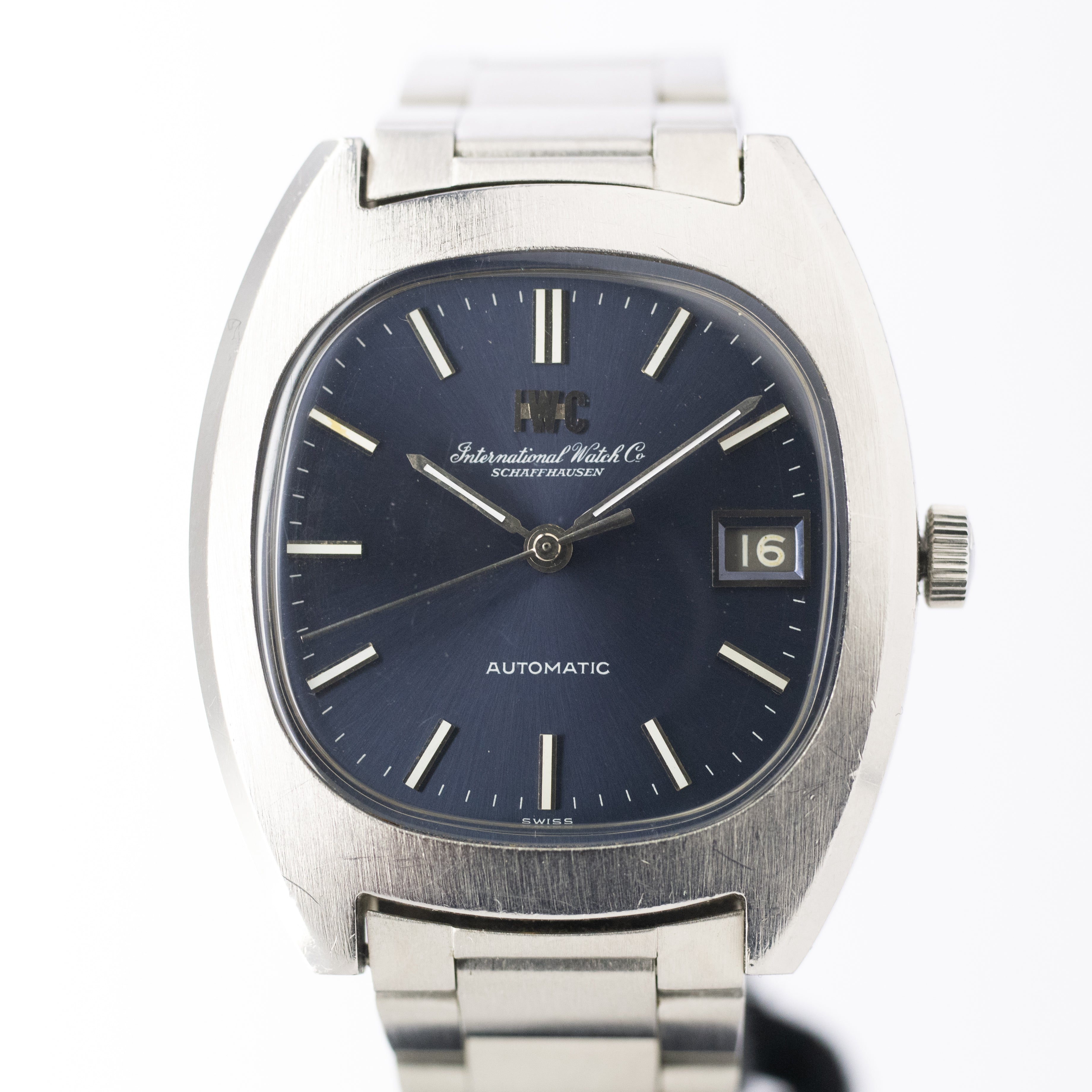 IWC TVスクリーン 1971年製 ブルーダイヤル オートマチック 純正3連ブレス付き