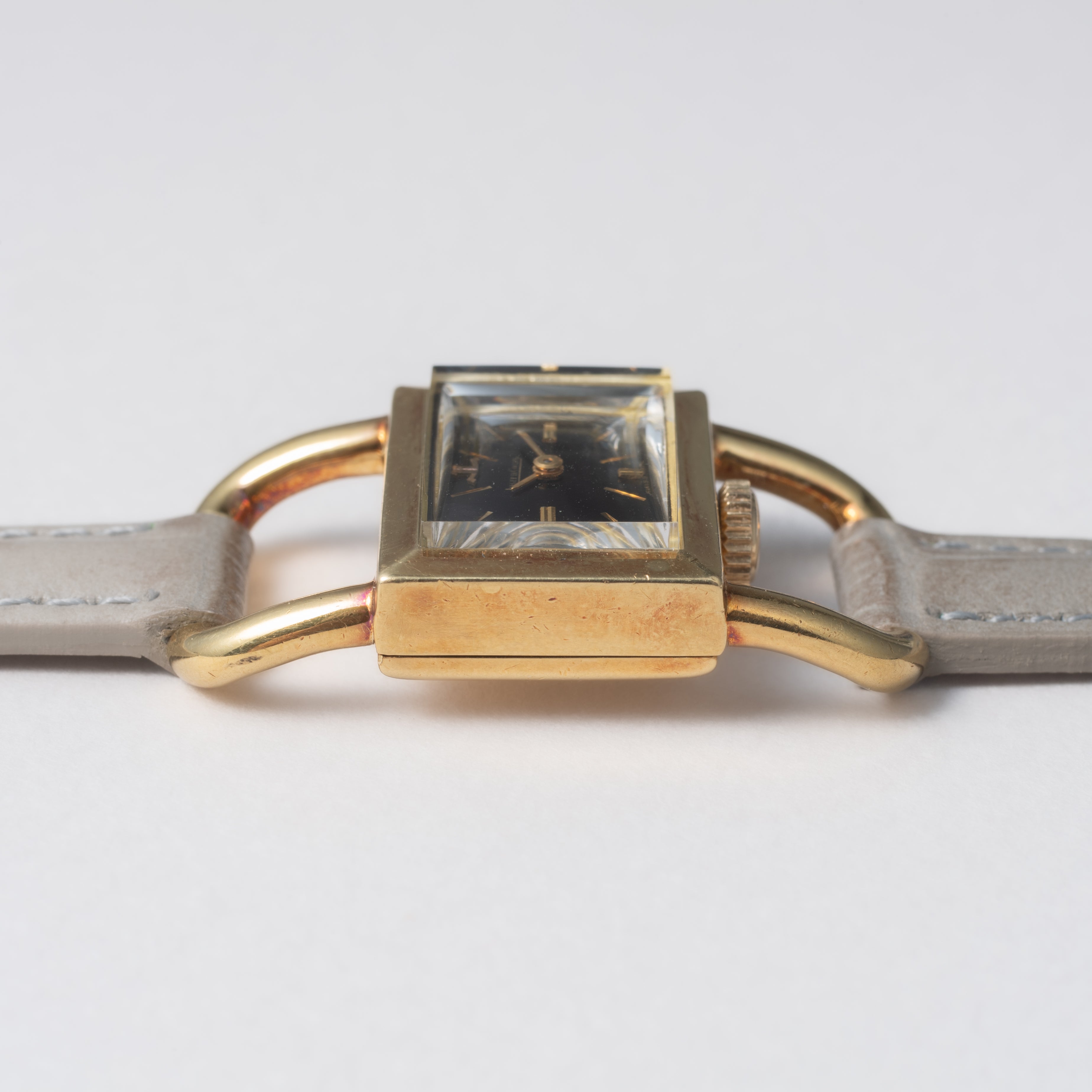 ジャガー・ルクルト 18金無垢レディースウォッチ エトリエ 1970年代製 ブラックダイヤル 手巻き