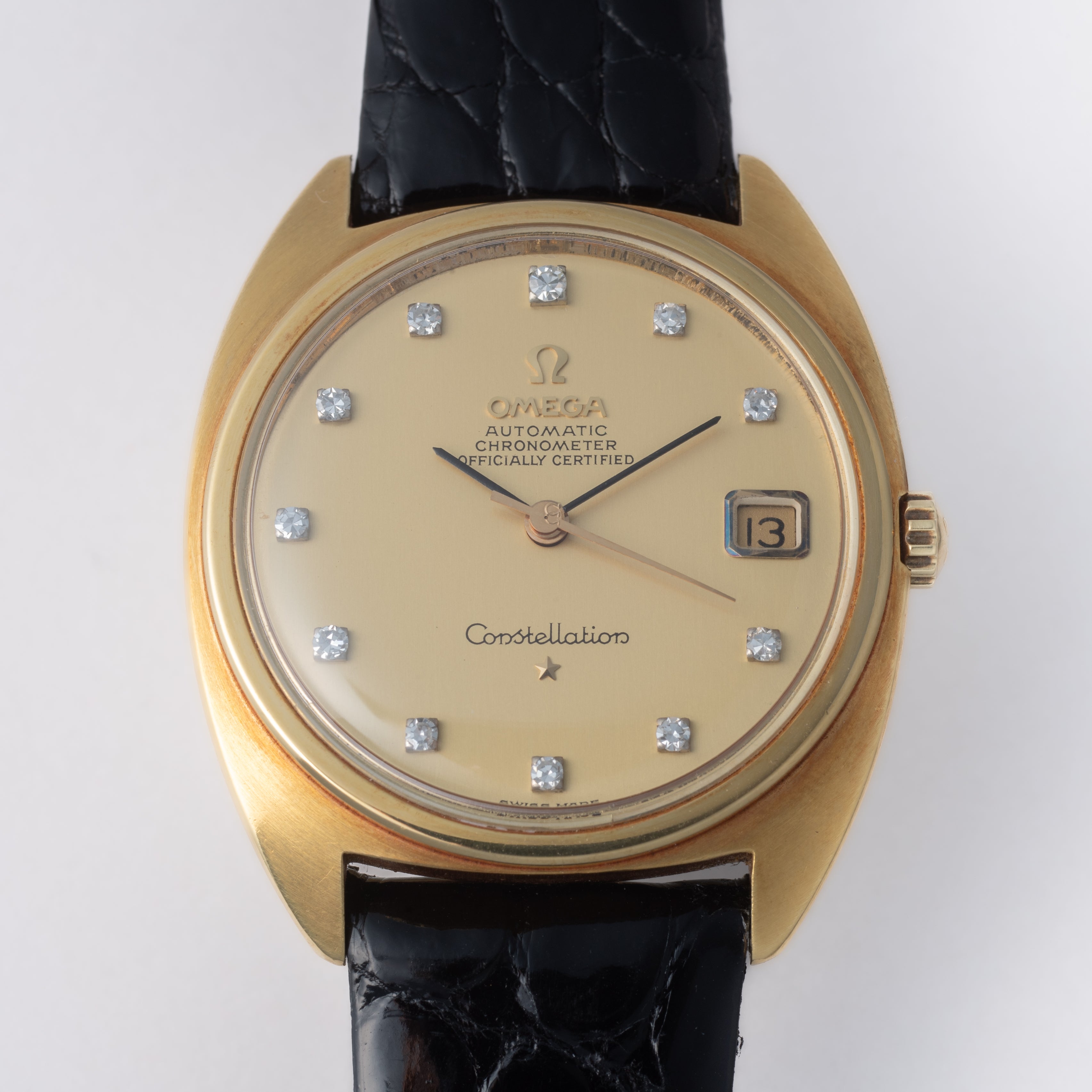 オメガ 18金無垢コンステレーション11Pダイヤ ジェンタデザイン初期型 1966年製  Cal. 561 自動巻き 尾錠付き