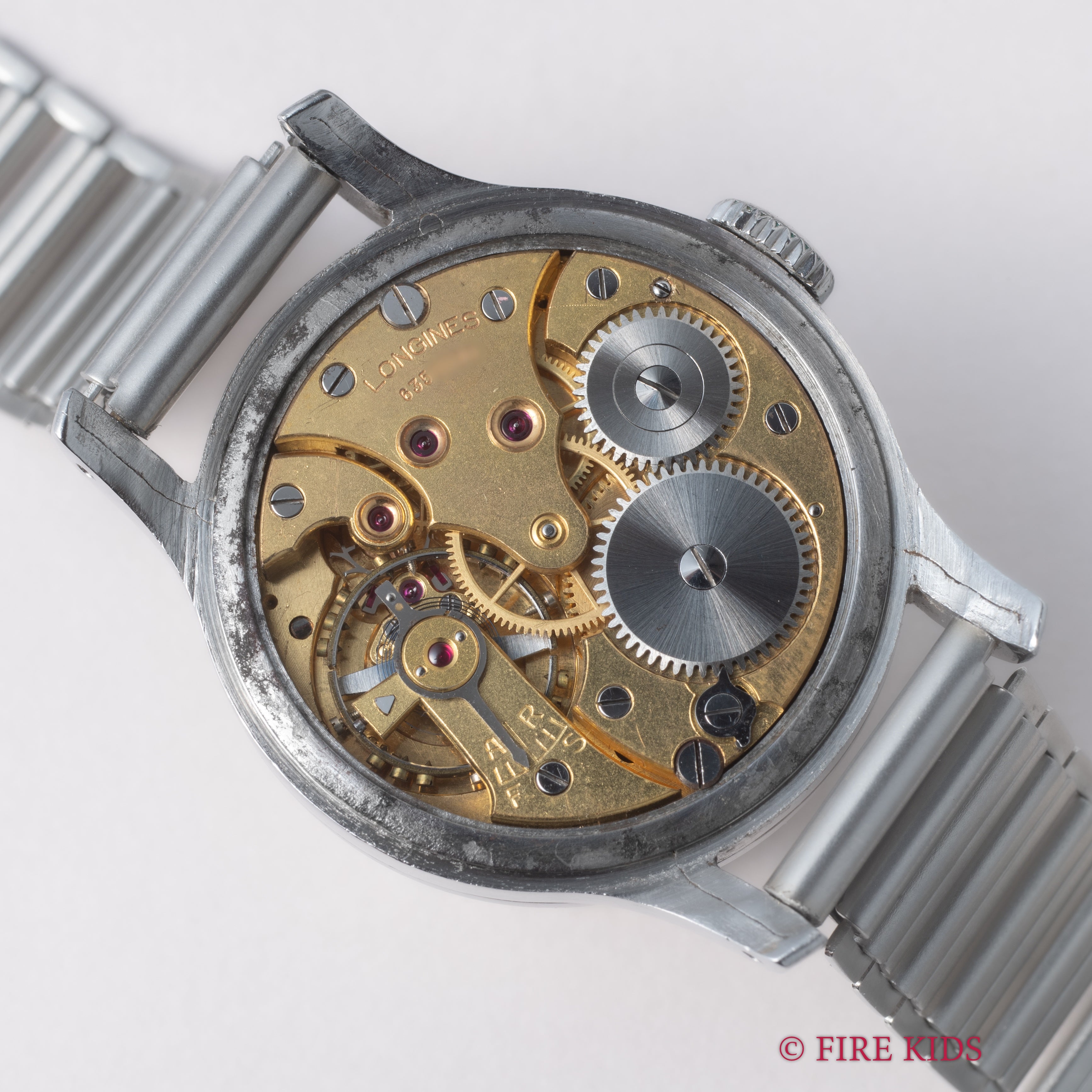 ロンジン カラトラバケース 1940年代製 手巻 Cal.12.68Z フラットベゼル 社外バンブーブレス