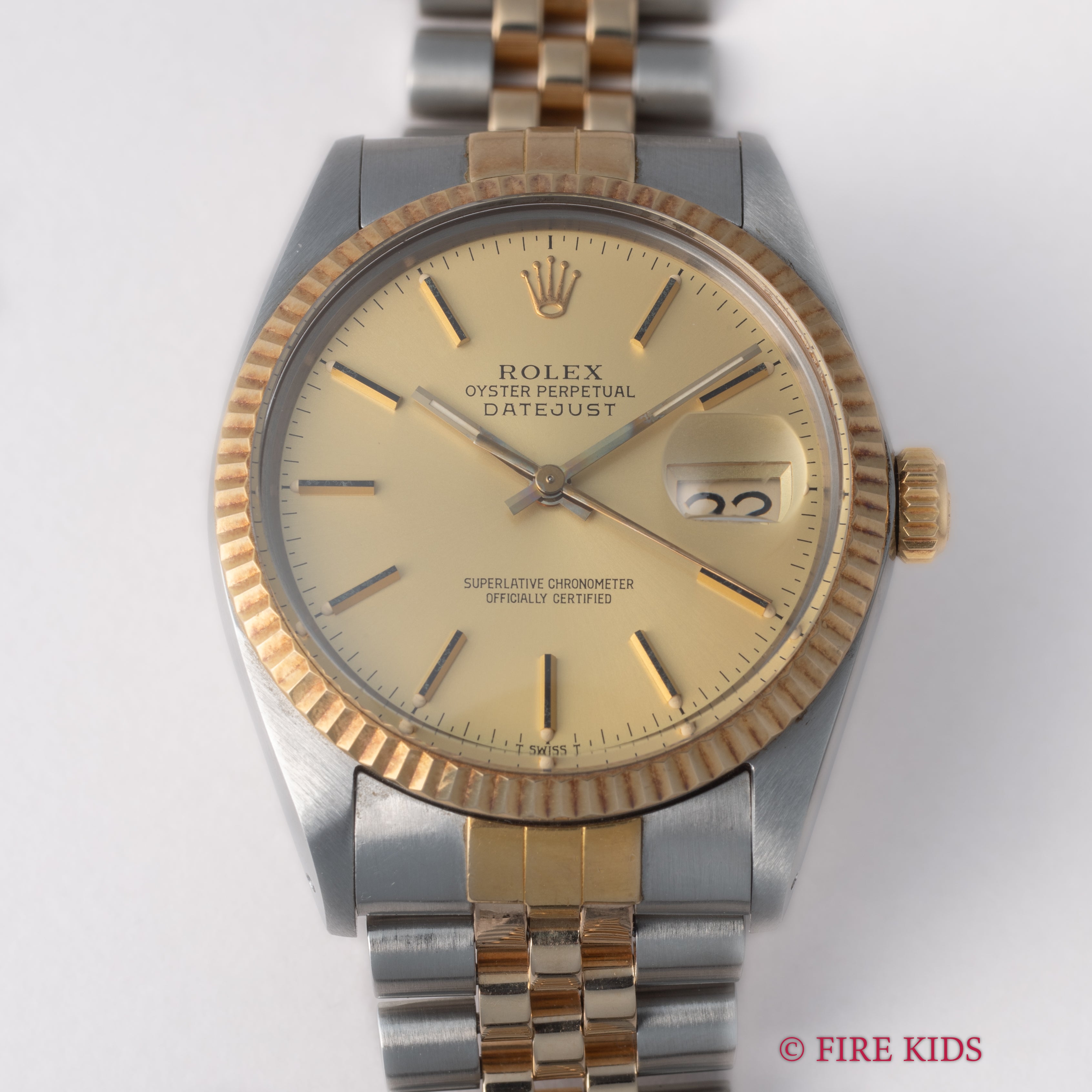 ロレックス 1985年製 デイトジャスト コンビ Ref.16013 自動巻 トリチウム夜光 ギャラ、クロノメーター証付き