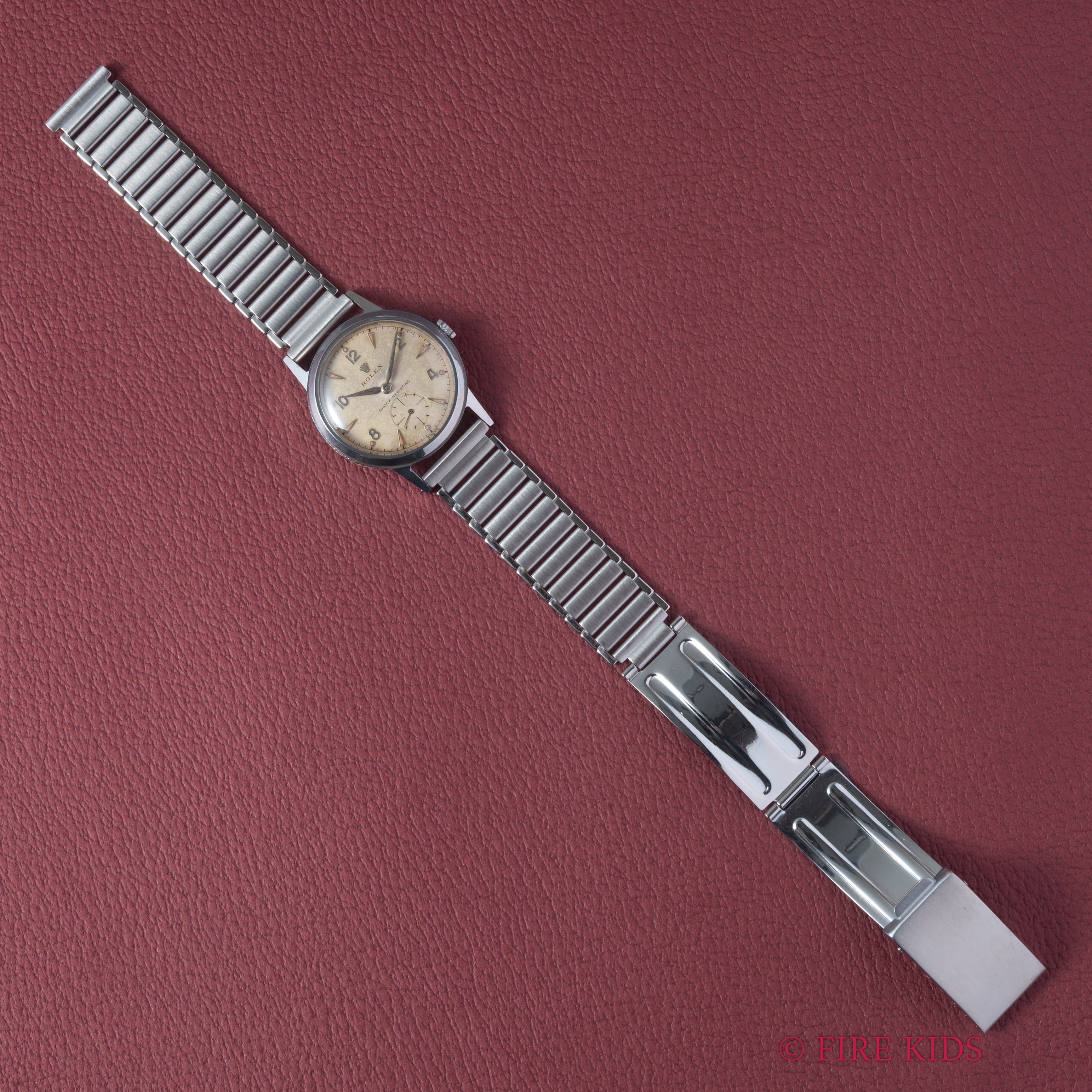 ロレックス デニソンケース 1953刻印 スモールセコンド手巻 Cal.700 Ref.3320 社外バンブーブレス