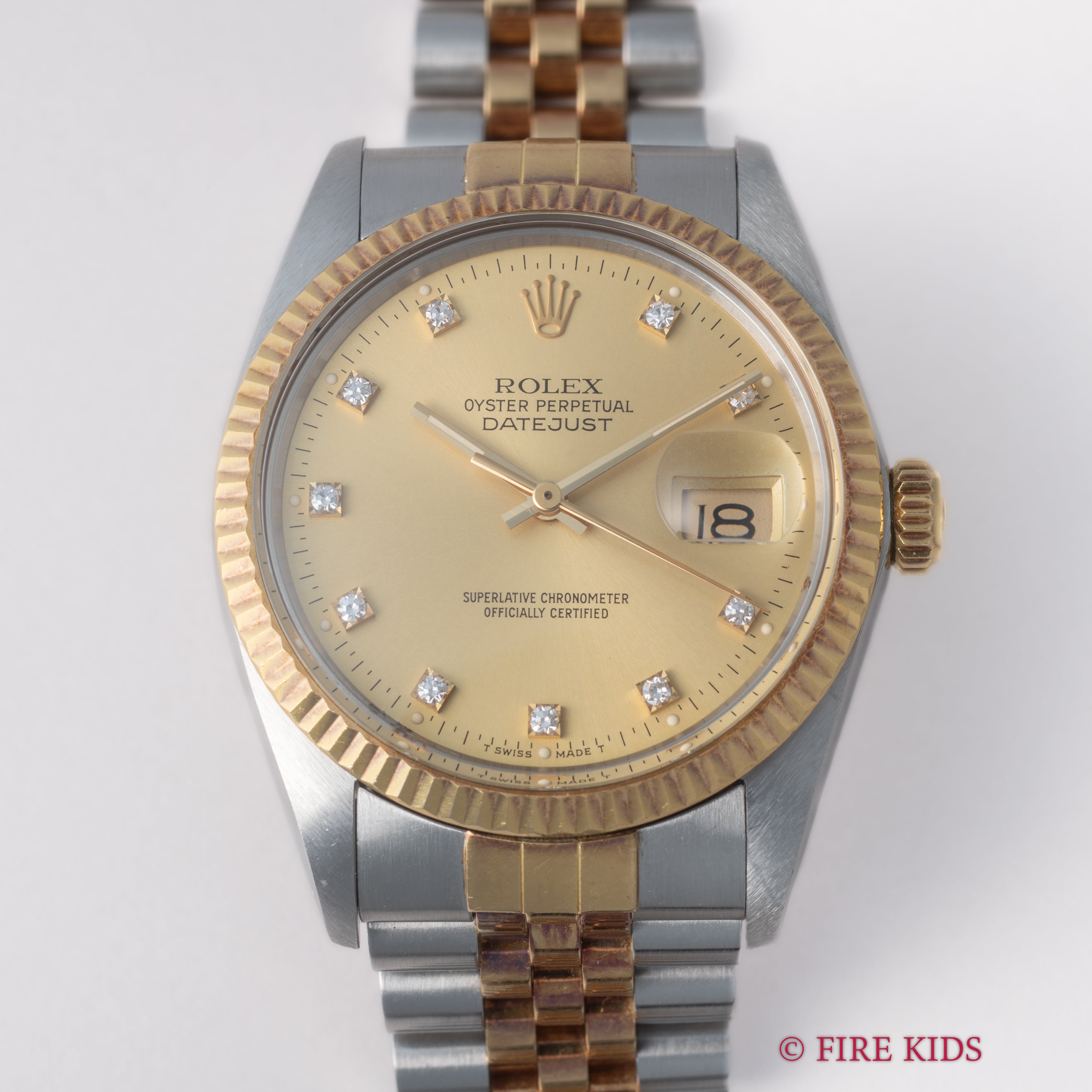 ロレックス 1987～88年製 デイトジャスト コンビ Ref.16013G 自動巻 トリチウム夜光 ギャラ、クロノメーター証付き