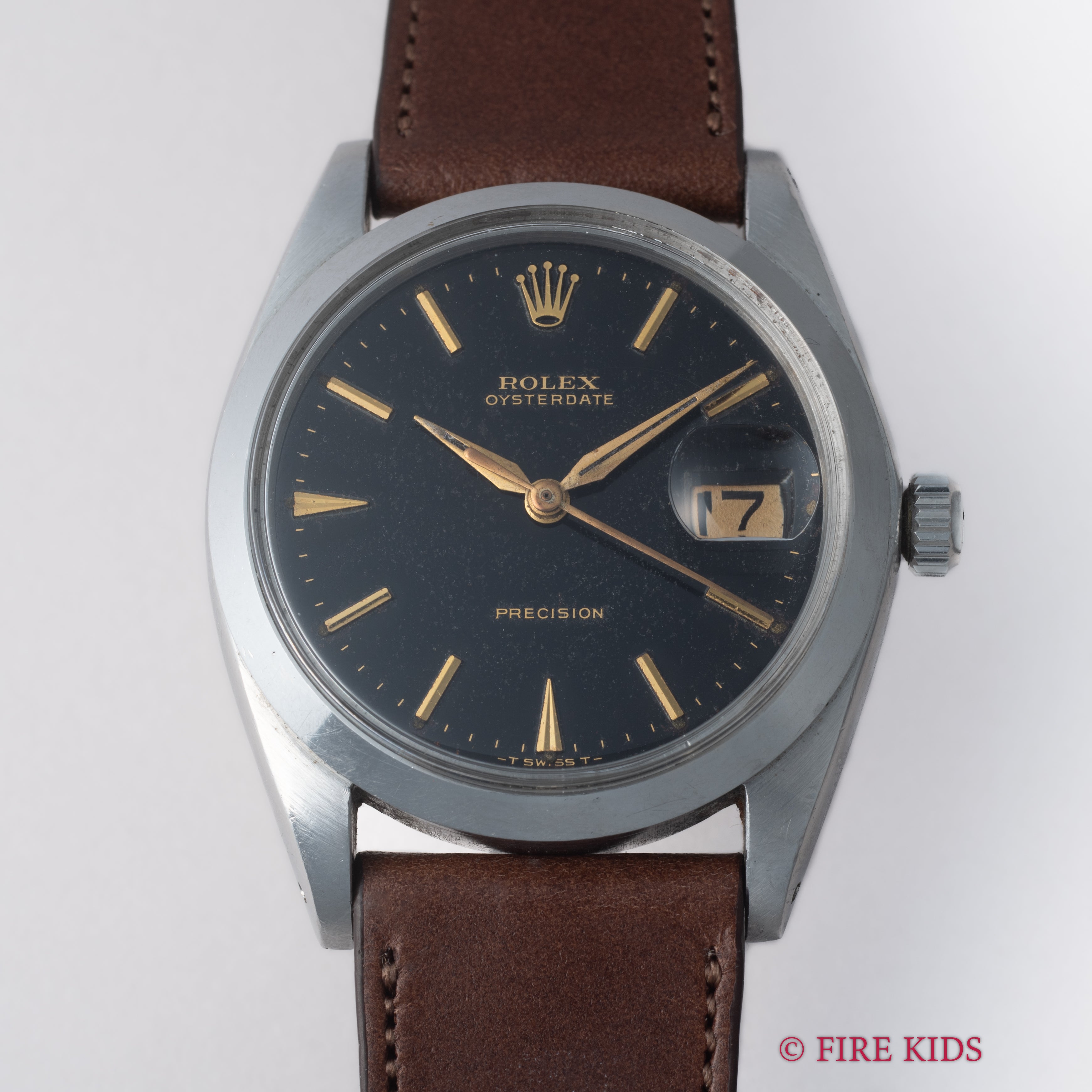 ロレックス オイスターデイト 1963年製 Ref.6694 ブラックミラーダイヤル ゴールドインデックス 針